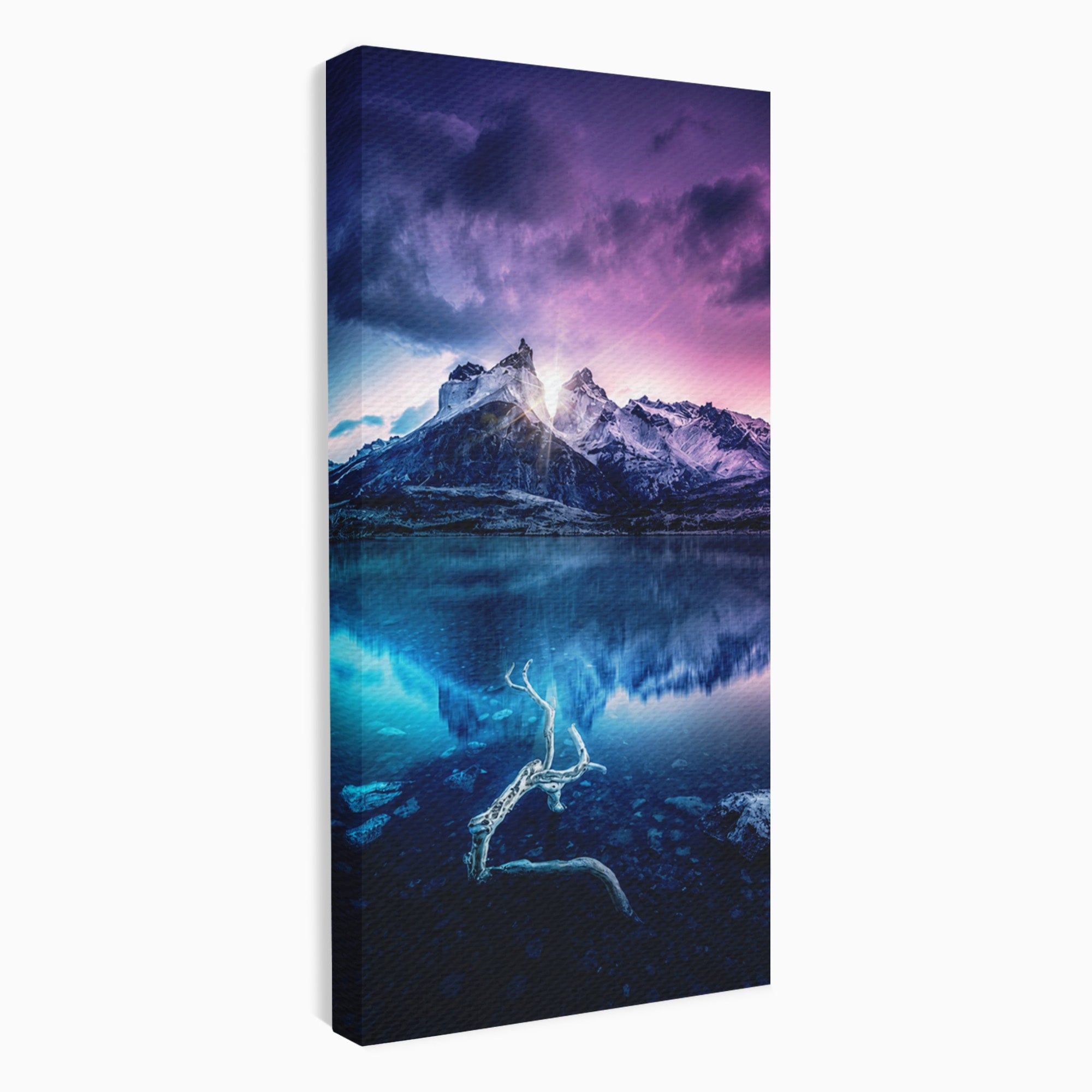 Tablou Canvas Premium LuxCanva® A1754, Munti Reflectati In Lac, Munti, Lac, Peisaj, Apus, Living, Culori Vibrante