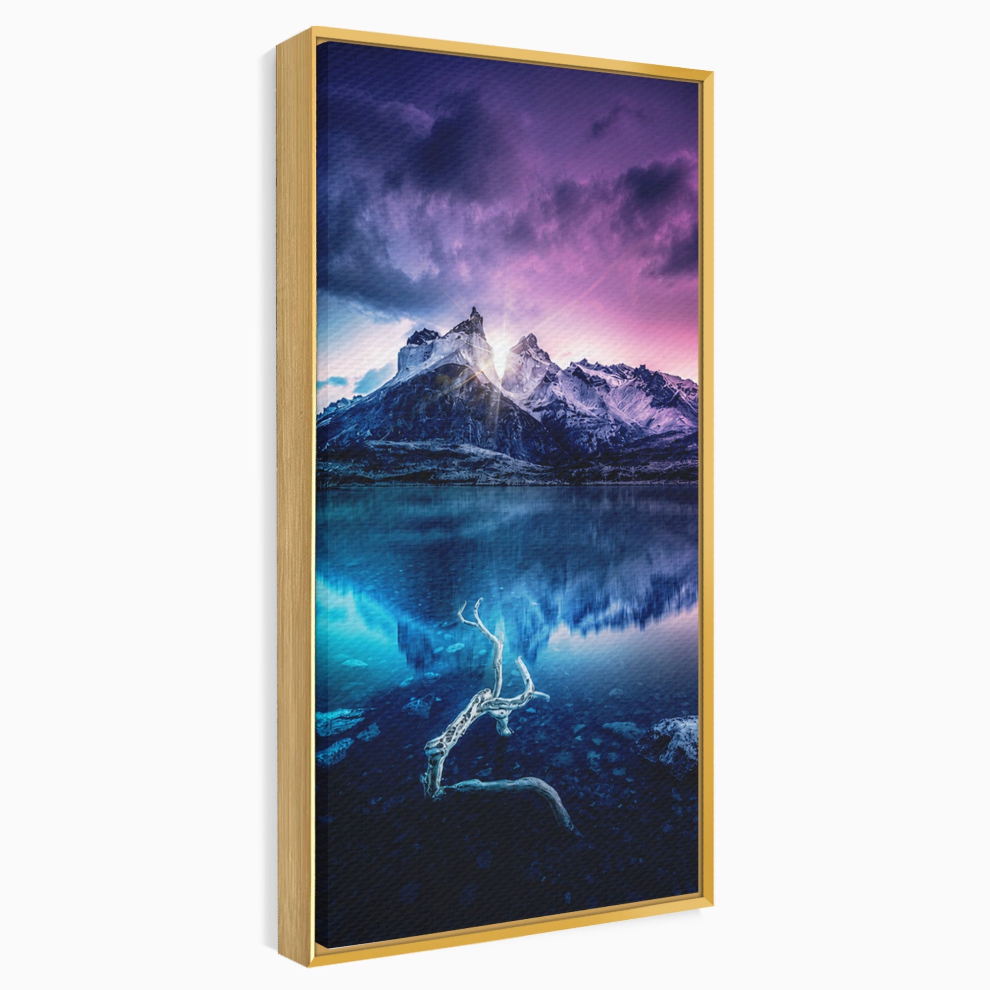 Tablou Canvas Premium LuxCanva® A1754, Munti Reflectati In Lac, Munti, Lac, Peisaj, Apus, Living, Culori Vibrante