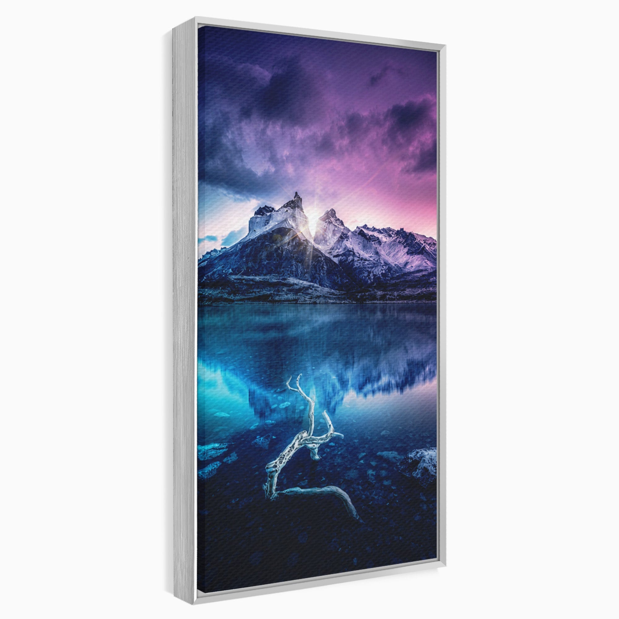 Tablou Canvas Premium LuxCanva® A1754, Munti Reflectati In Lac, Munti, Lac, Peisaj, Apus, Living, Culori Vibrante