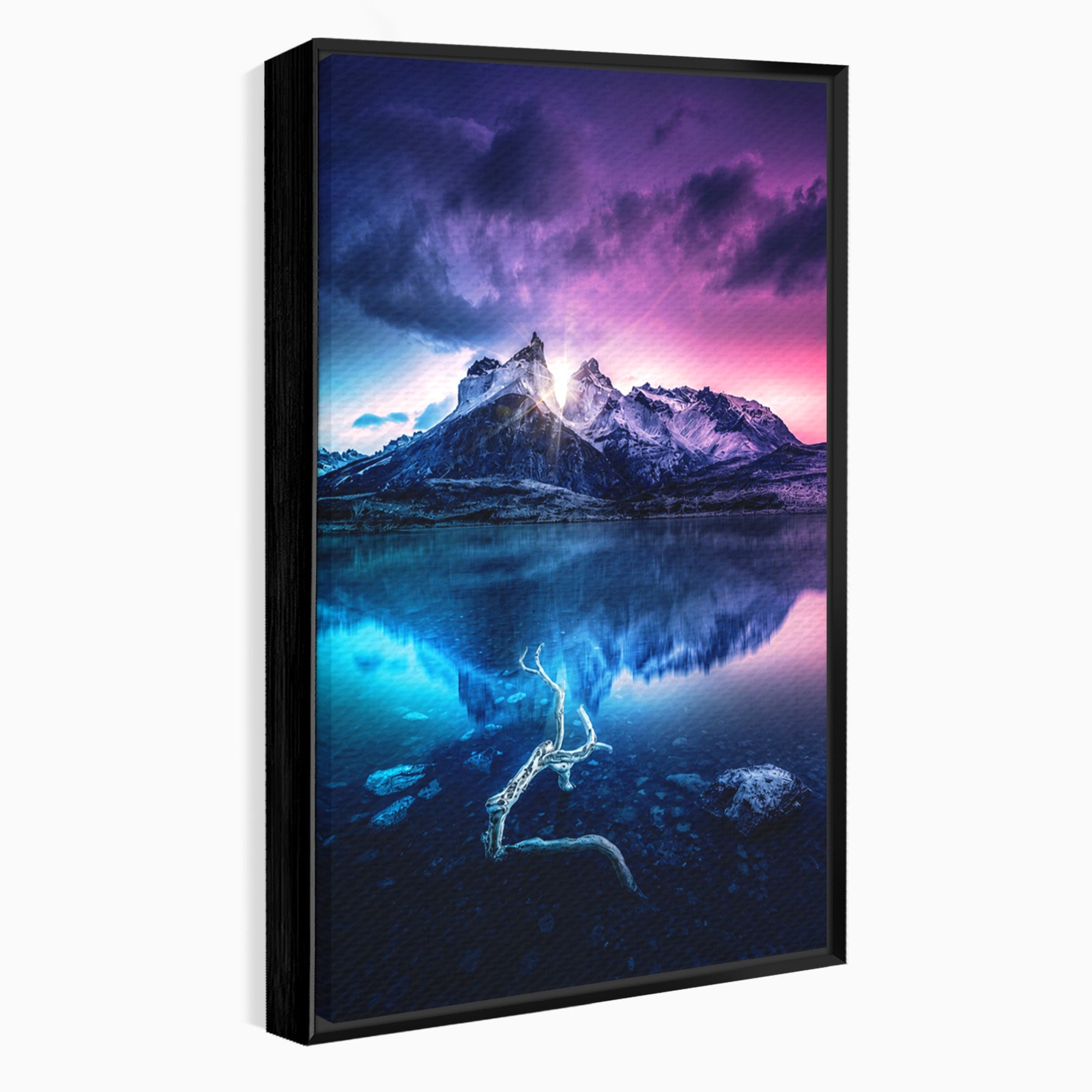 Tablou Canvas Premium LuxCanva® A1754, Munti Reflectati In Lac, Munti, Lac, Peisaj, Apus, Living, Culori Vibrante