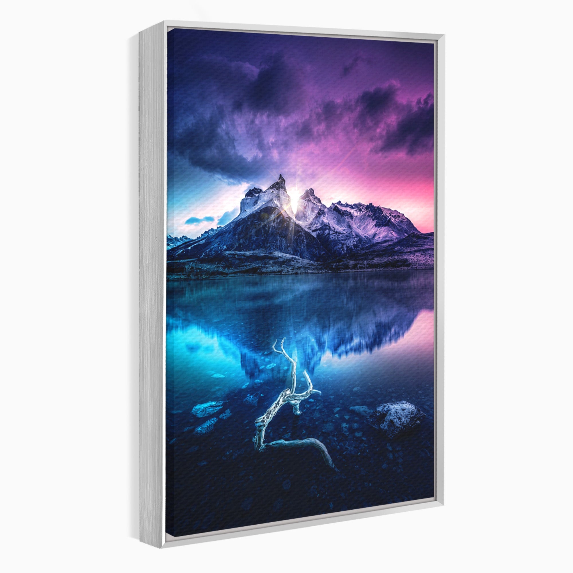 Tablou Canvas Premium LuxCanva® A1754, Munti Reflectati In Lac, Munti, Lac, Peisaj, Apus, Living, Culori Vibrante