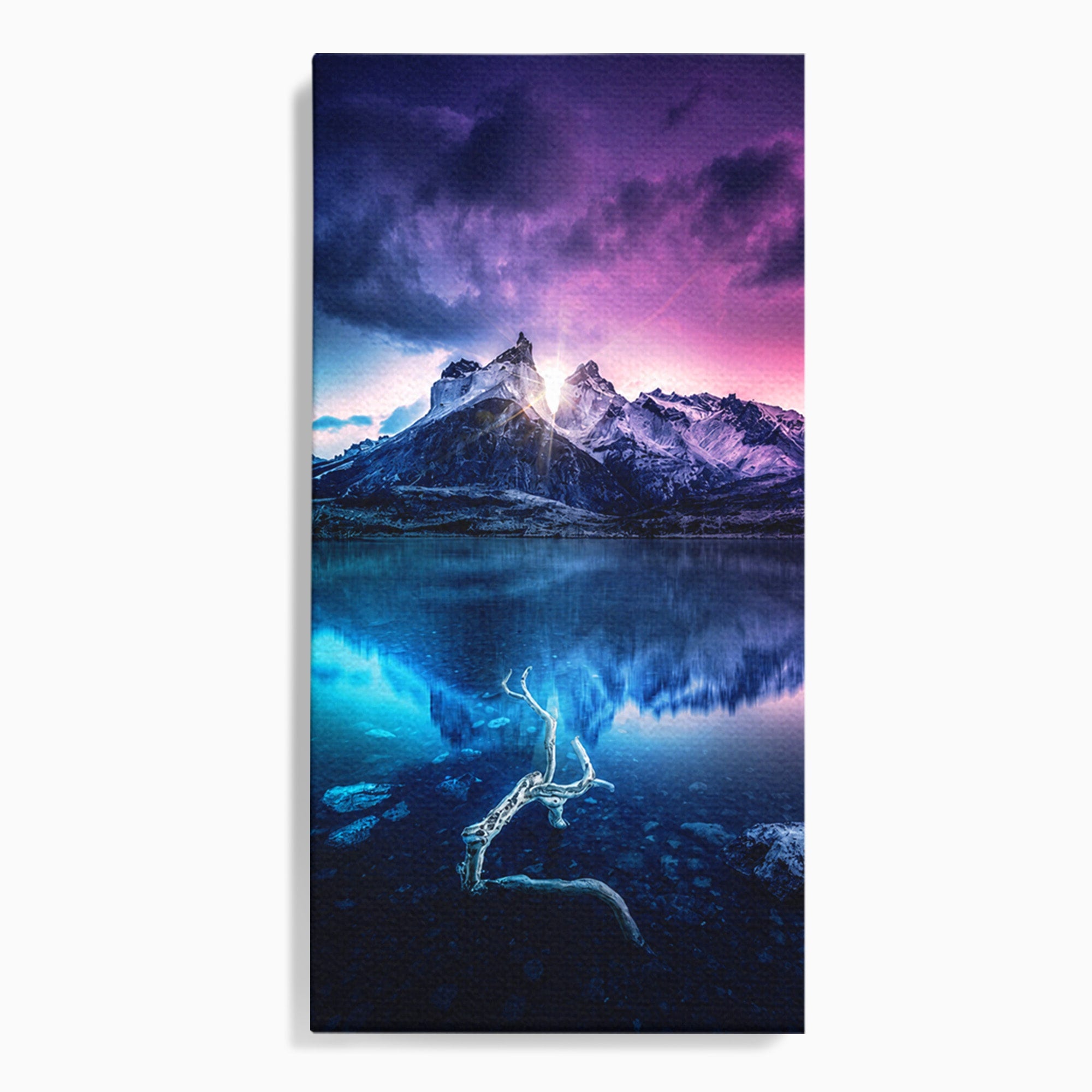 Tablou Canvas Premium LuxCanva® A1754, Munti Reflectati In Lac, Munti, Lac, Peisaj, Apus, Living, Culori Vibrante