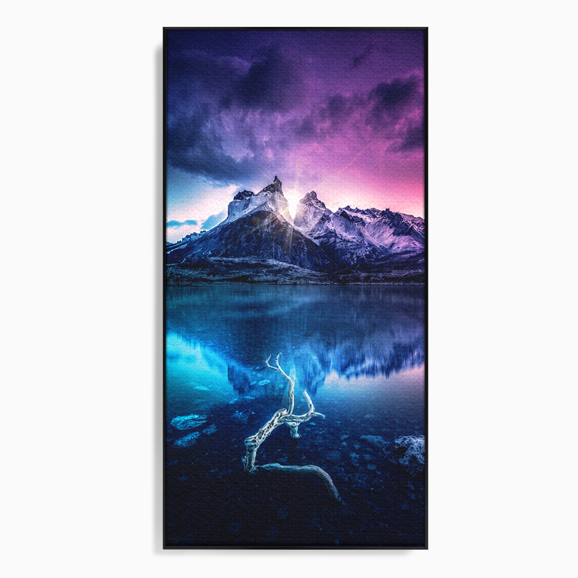 Tablou Canvas Premium LuxCanva® A1754, Munti Reflectati In Lac, Munti, Lac, Peisaj, Apus, Living, Culori Vibrante
