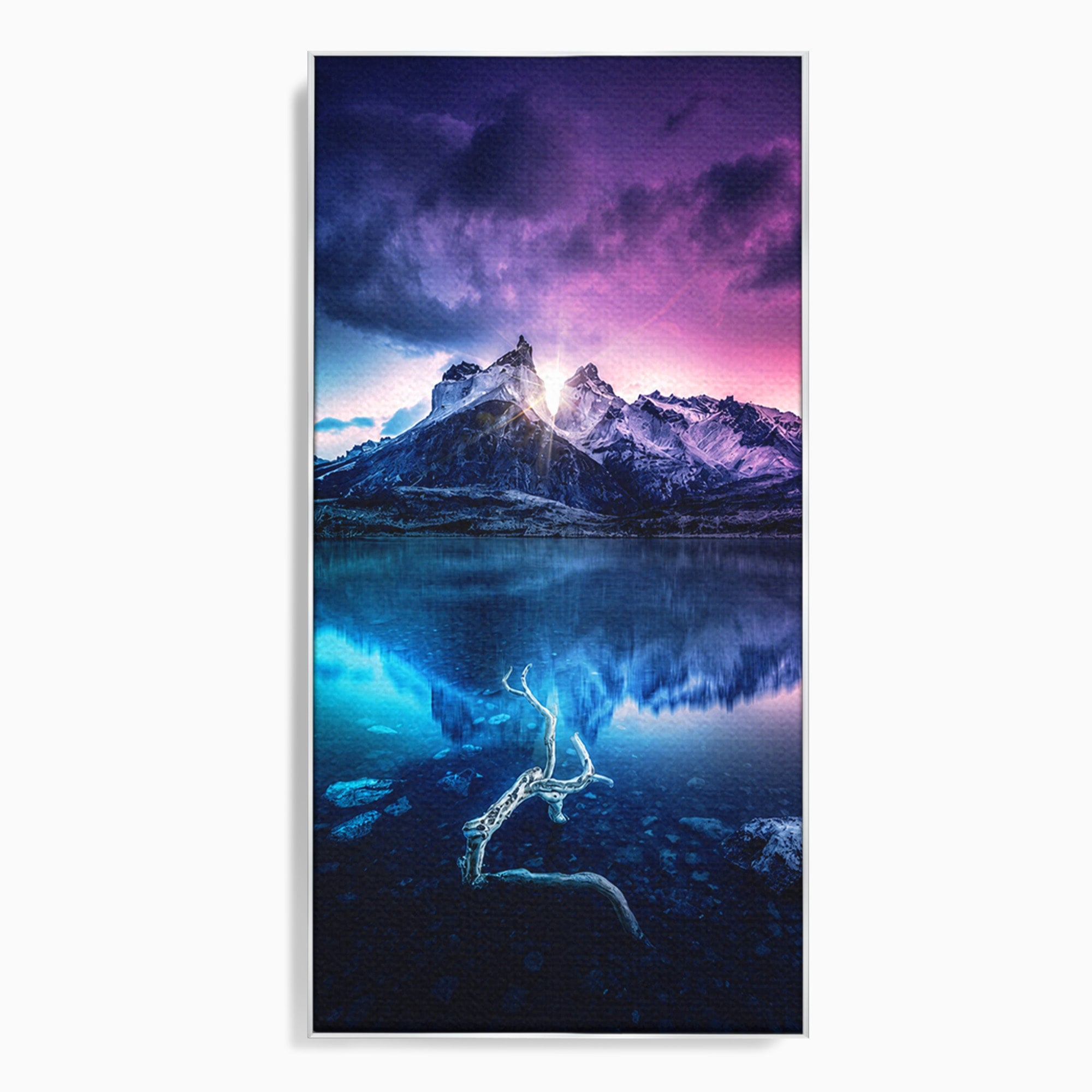 Tablou Canvas Premium LuxCanva® A1754, Munti Reflectati In Lac, Munti, Lac, Peisaj, Apus, Living, Culori Vibrante