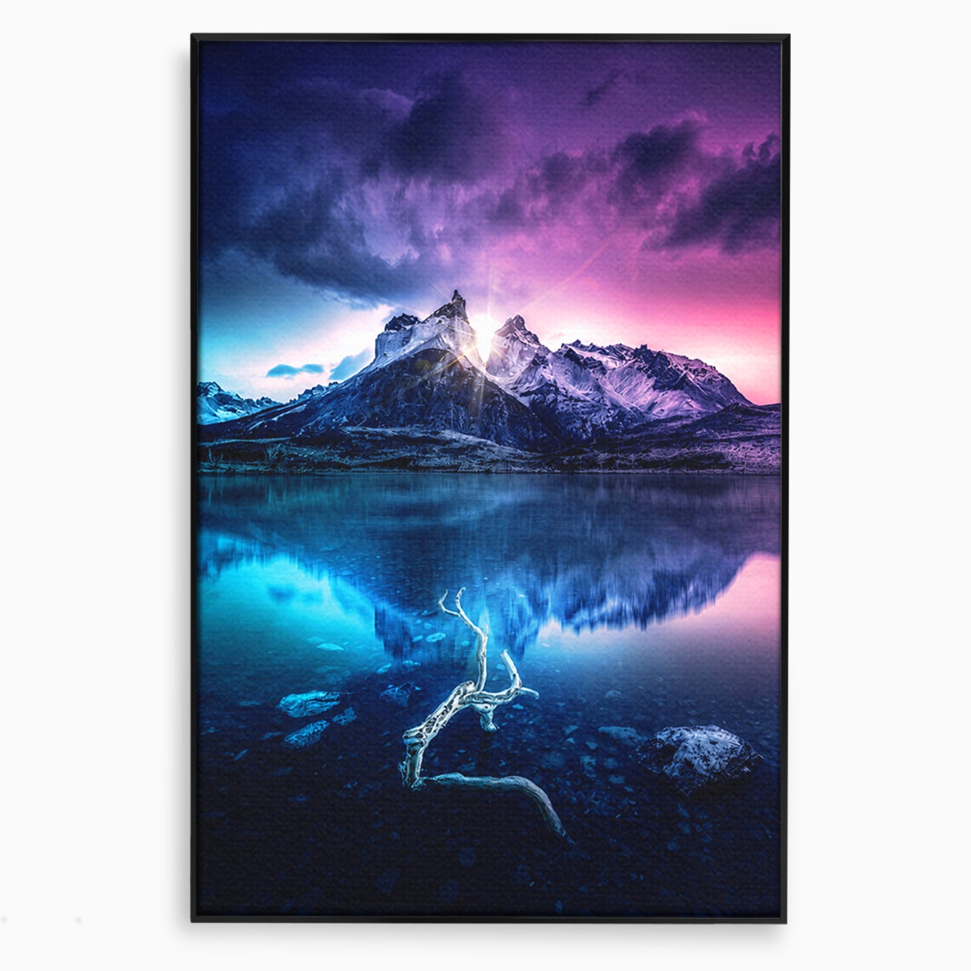 Tablou Canvas Premium LuxCanva® A1754, Munti Reflectati In Lac, Munti, Lac, Peisaj, Apus, Living, Culori Vibrante