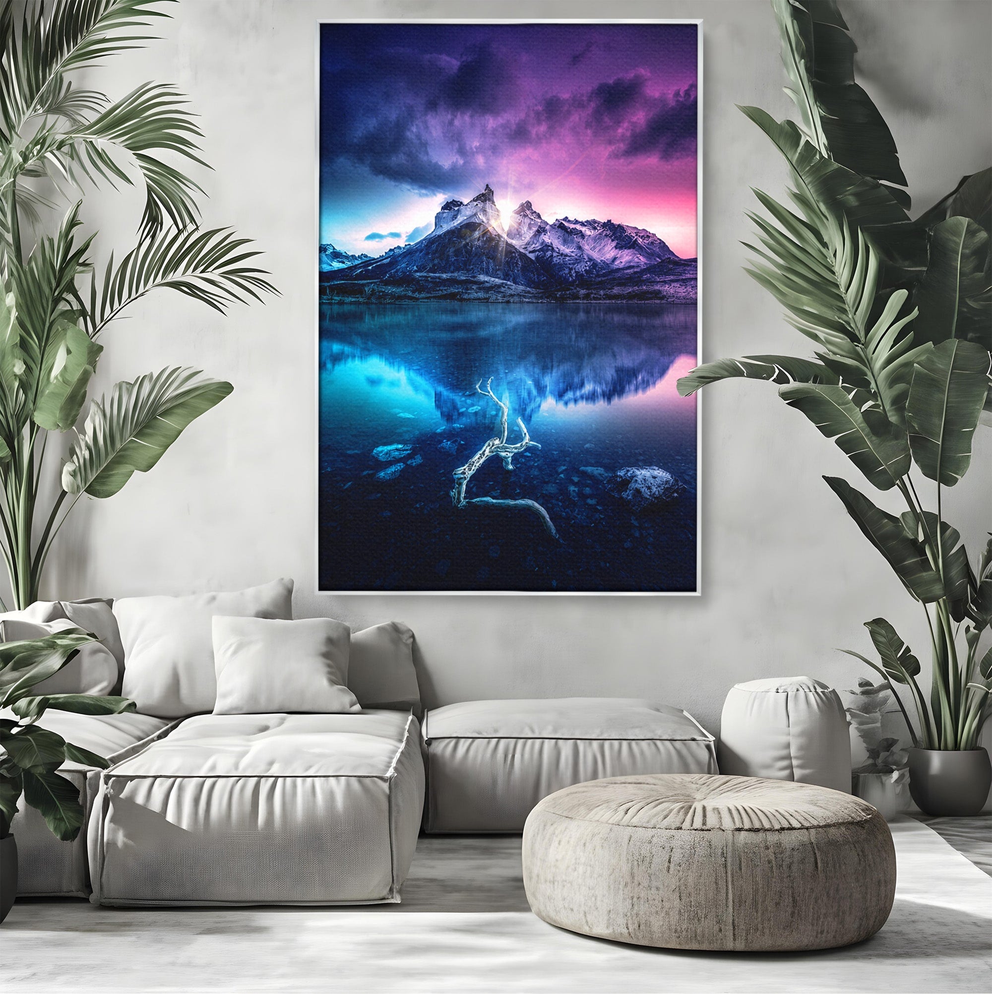 Tablou Canvas Premium LuxCanva® A1754, Munti Reflectati In Lac, Munti, Lac, Peisaj, Apus, Living, Culori Vibrante