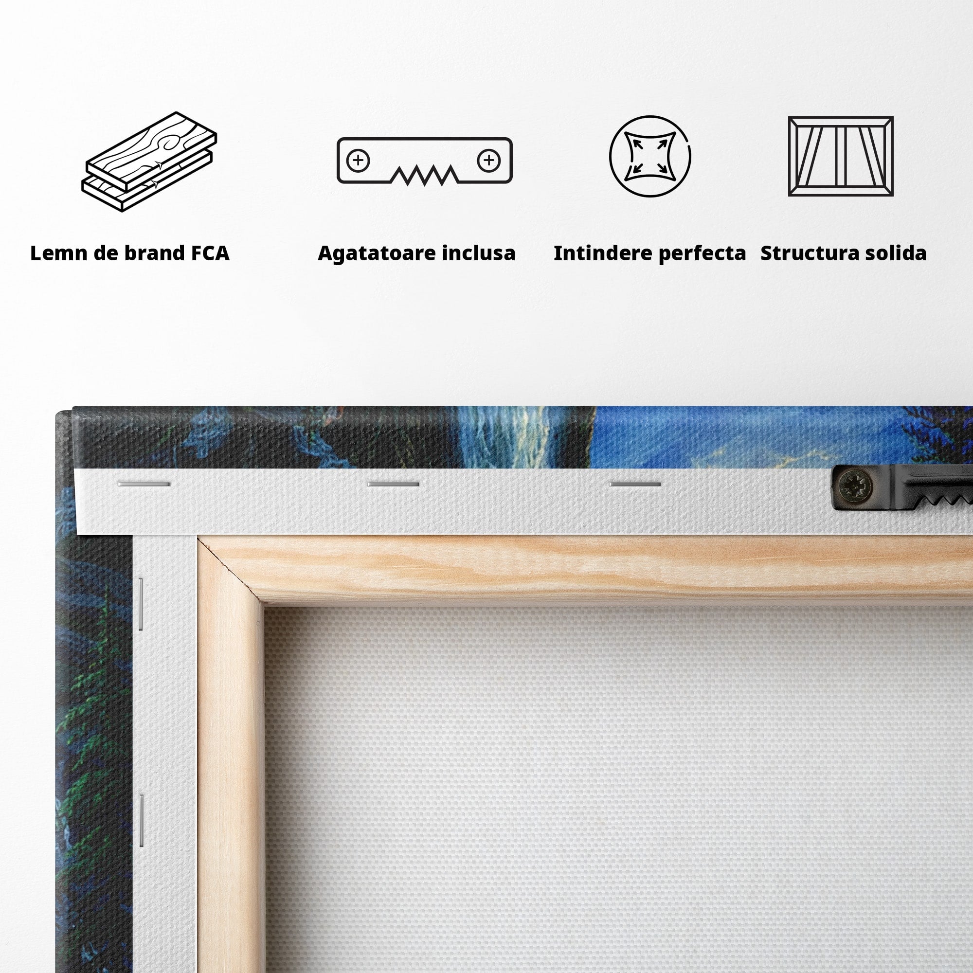Tablou Canvas Premium LuxCanva® A1755, Cascada Sub Clar De Luna, Cascada, Luna, Peisaj, Natura, Munti, Living, Culori Vibrante