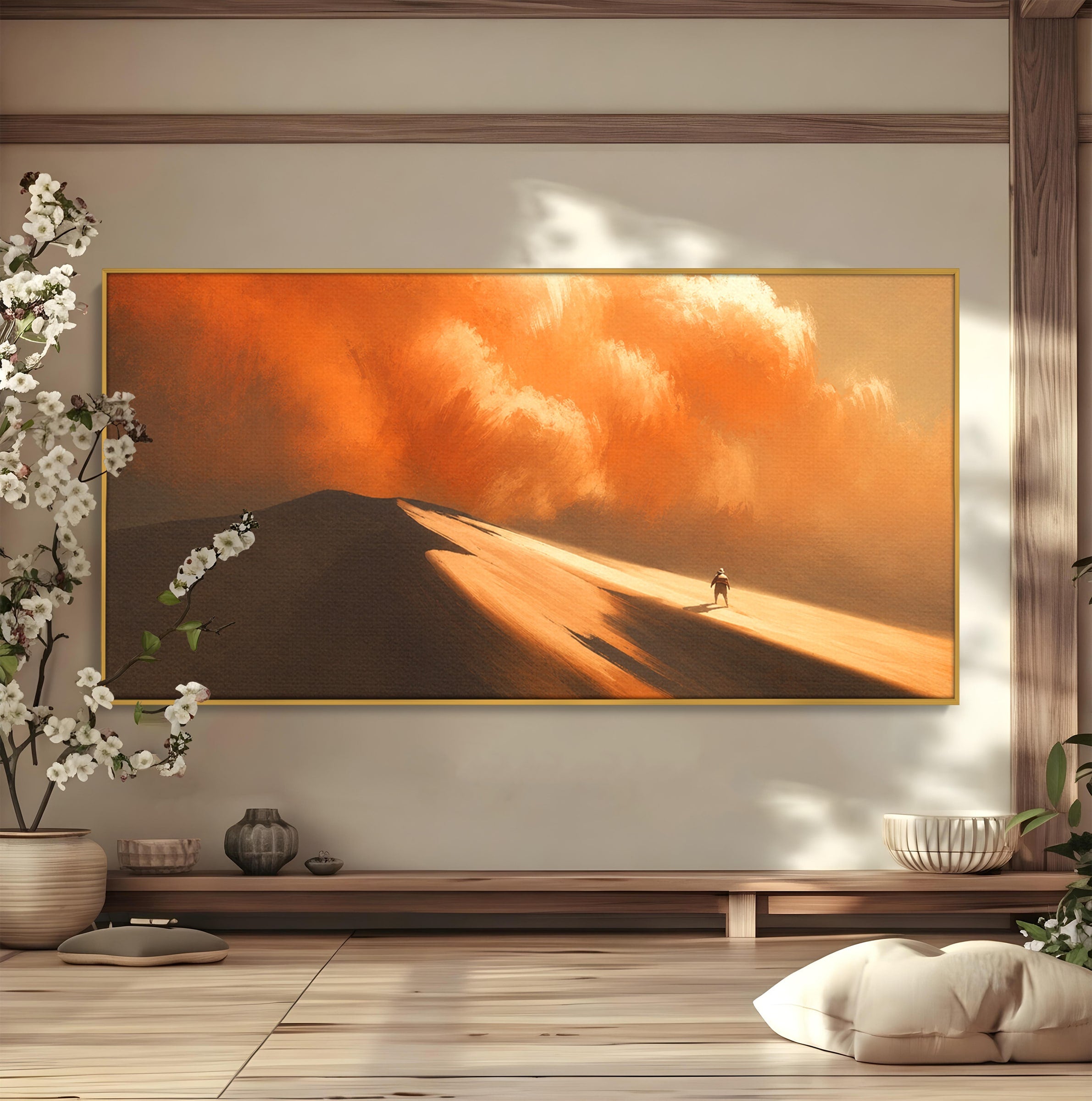 Tablou Canvas Premium LuxCanva® A1756, Calatorie In Desert, Desert, Peisaj, Aventura, Singuratate, Living, Culori Vibrante