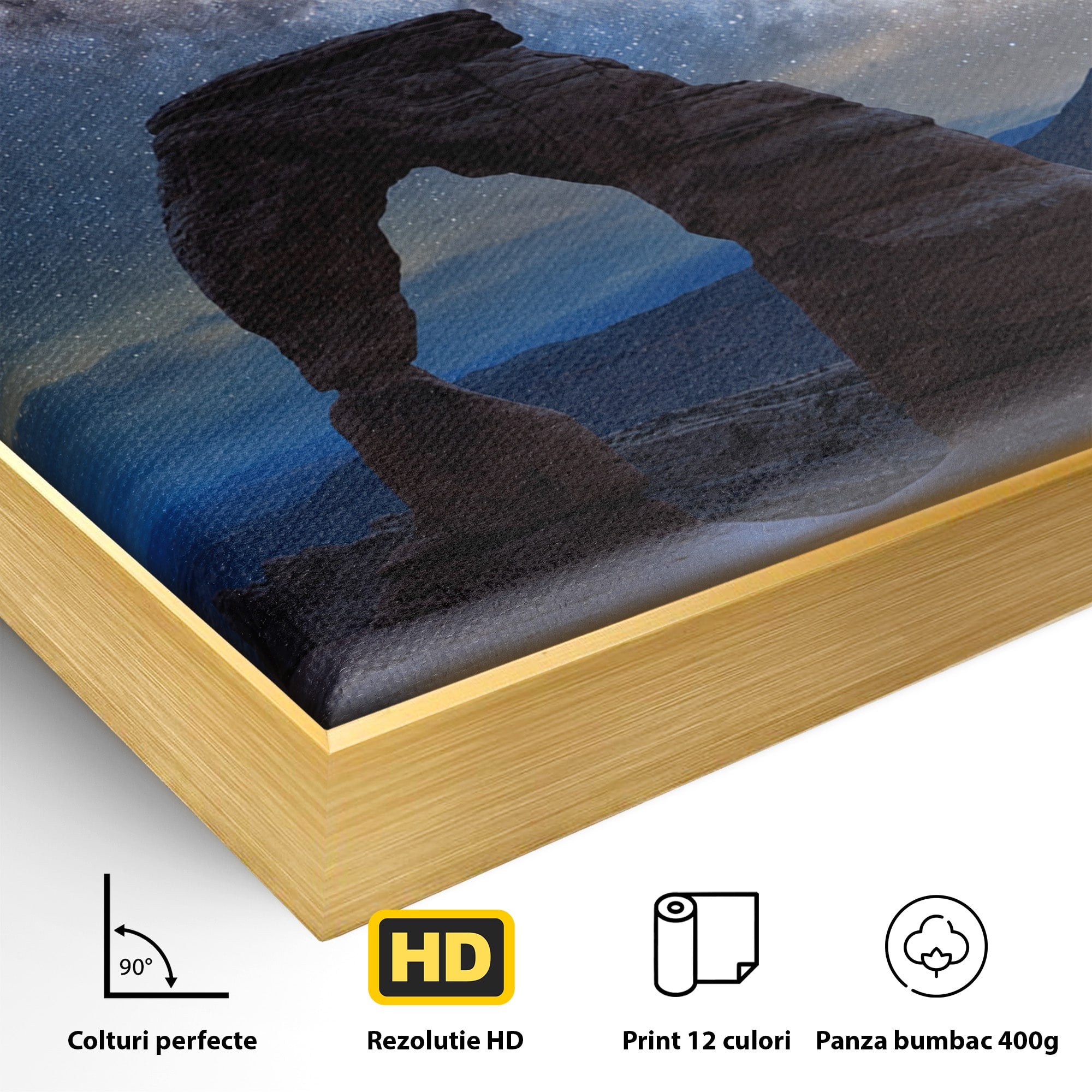 Tablou Canvas Premium LuxCanva® A1757, Arcul Sub Calea Lactee, Arcul, Calea Lactee, Peisaj, Noapte, Living, Dormitor, Culori Vibrante