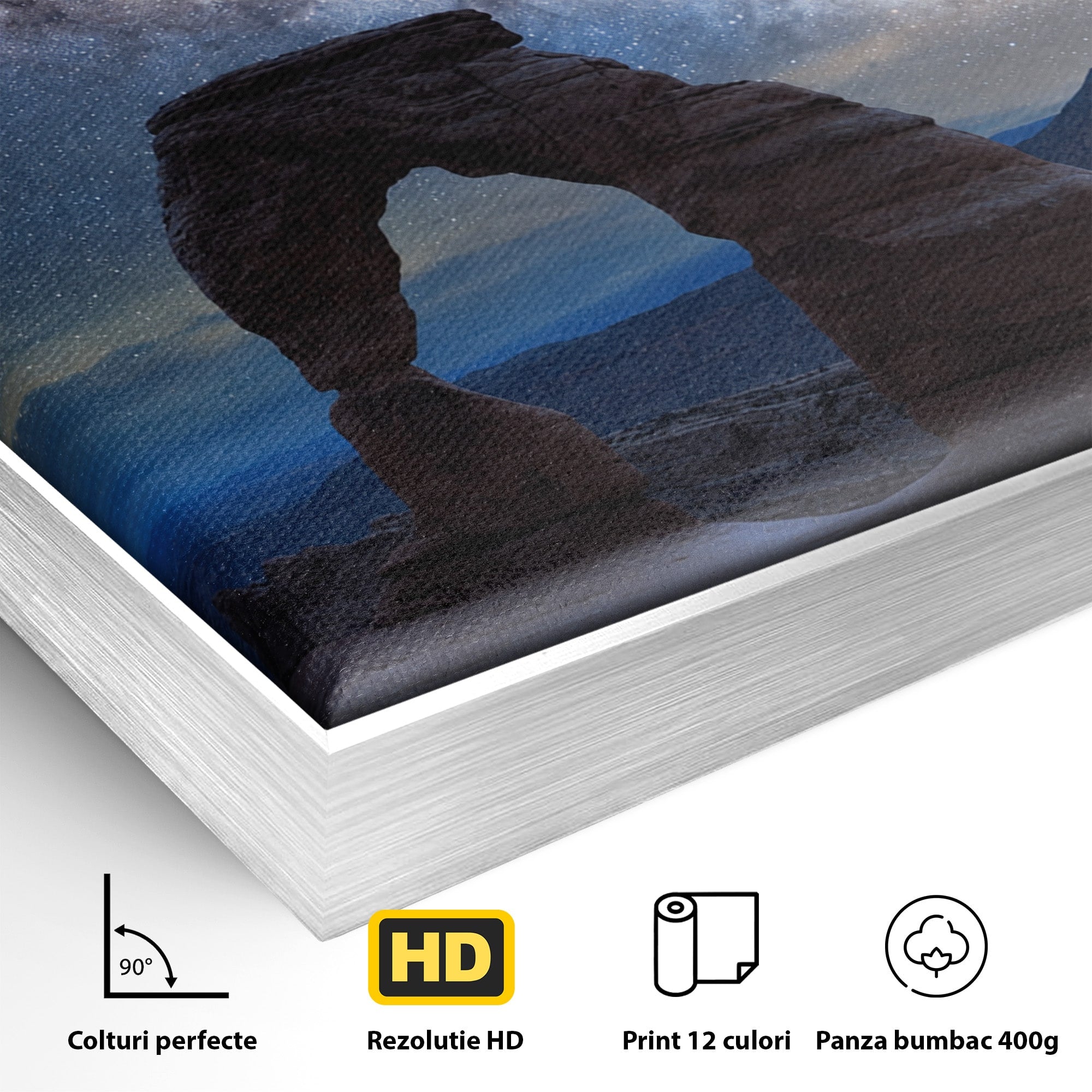 Tablou Canvas Premium LuxCanva® A1757, Arcul Sub Calea Lactee, Arcul, Calea Lactee, Peisaj, Noapte, Living, Dormitor, Culori Vibrante