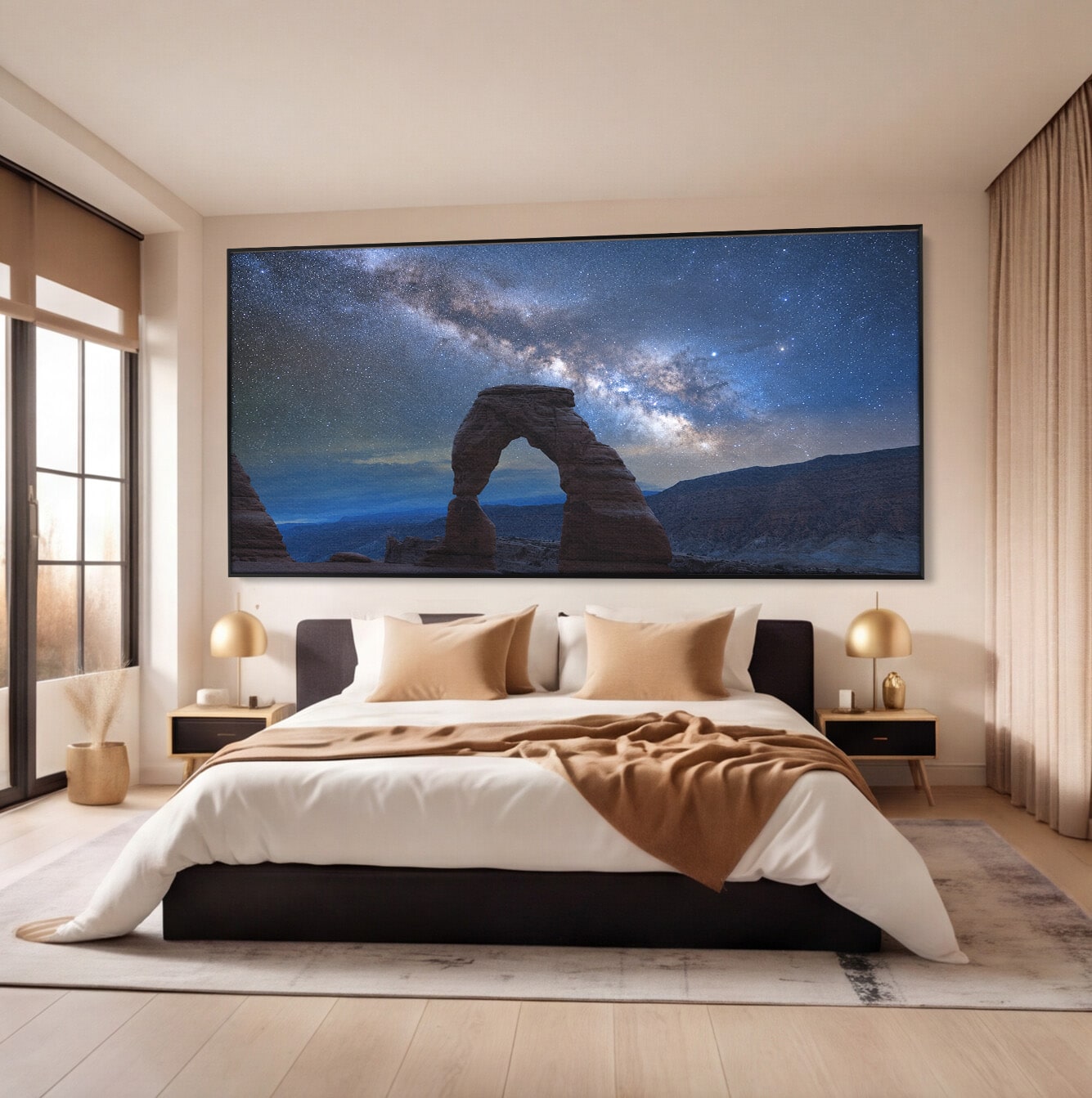 Tablou Canvas Premium LuxCanva® A1757, Arcul Sub Calea Lactee, Arcul, Calea Lactee, Peisaj, Noapte, Living, Dormitor, Culori Vibrante
