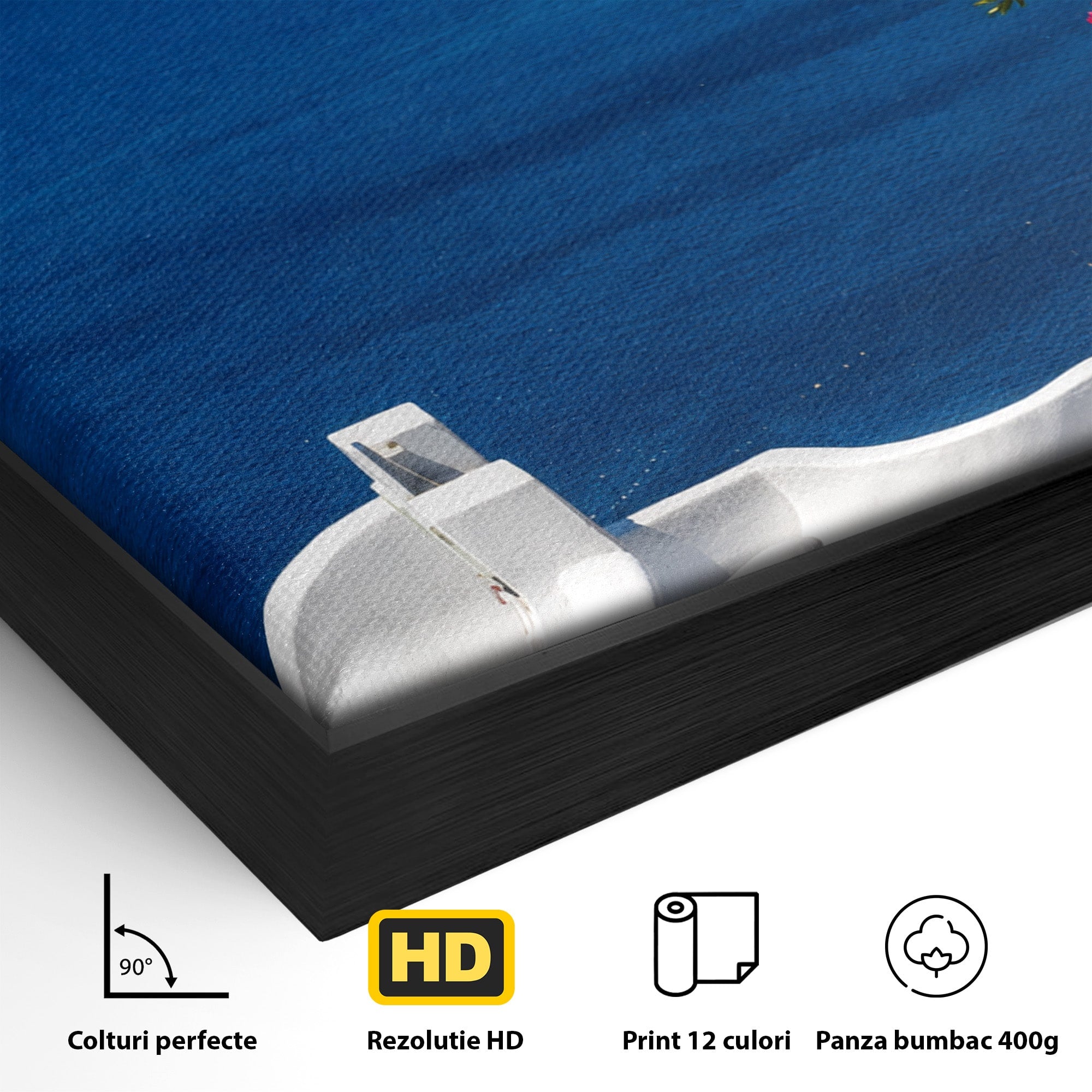 Tablou Canvas Premium LuxCanva® A1758, Scara Spre Mare, Mare, Peisaj, Santorini, Vacanta, Living, Culori Vibrante