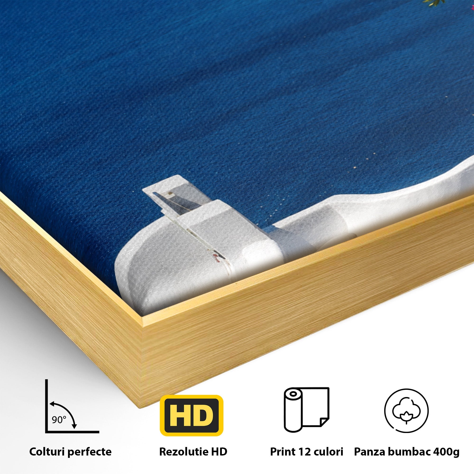 Tablou Canvas Premium LuxCanva® A1758, Scara Spre Mare, Mare, Peisaj, Santorini, Vacanta, Living, Culori Vibrante