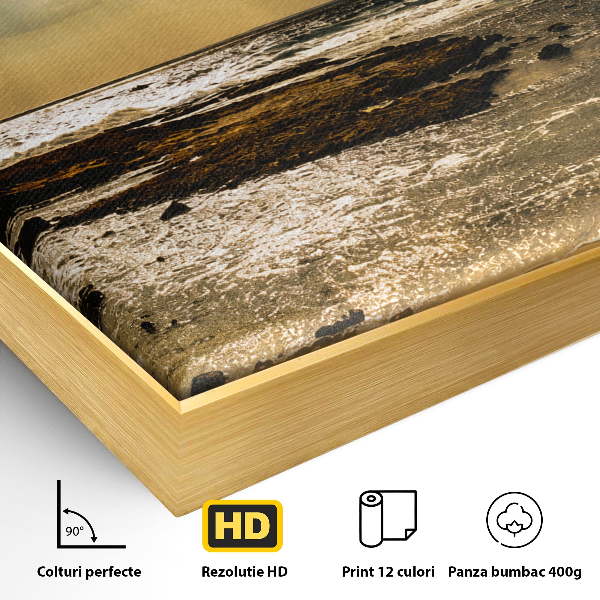 Tablou Canvas Premium LuxCanva® A1759, Apus Pe Tarmul Marii, Apus, Mare, Peisaj, Natura, Living, Culori Vibrante