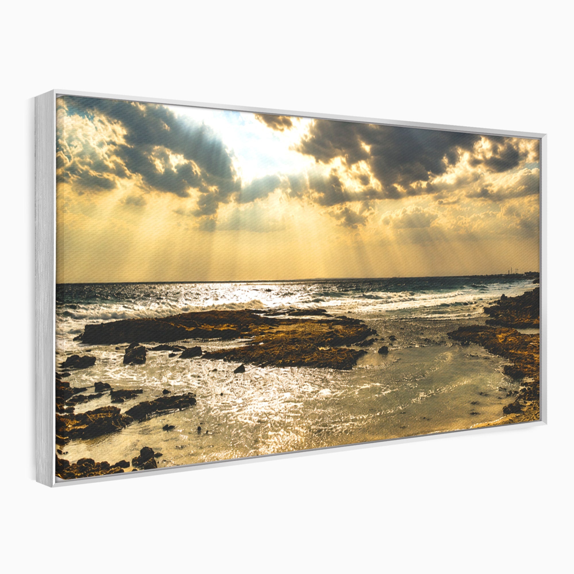 Tablou Canvas Premium LuxCanva® A1759, Apus Pe Tarmul Marii, Apus, Mare, Peisaj, Natura, Living, Culori Vibrante