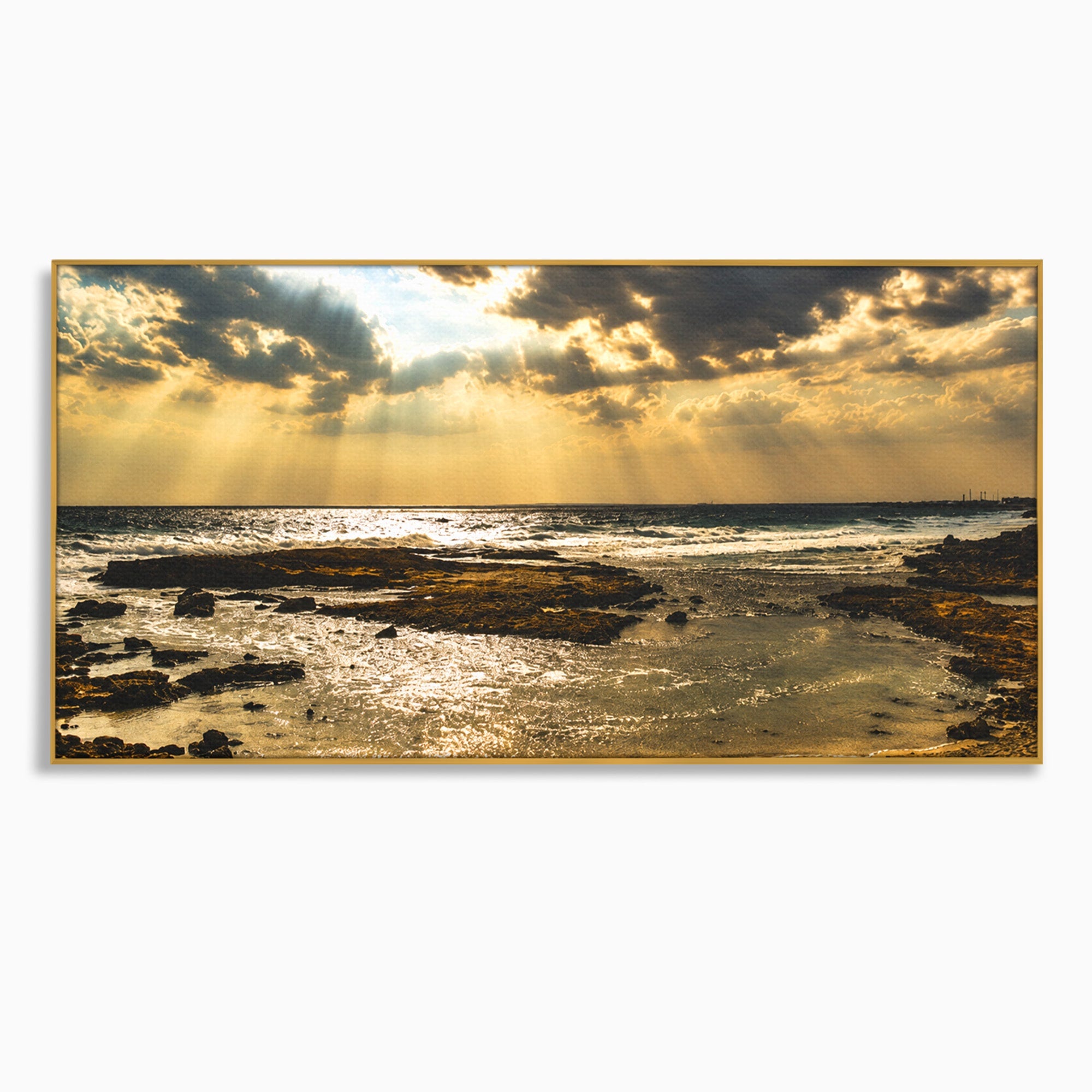 Tablou Canvas Premium LuxCanva® A1759, Apus Pe Tarmul Marii, Apus, Mare, Peisaj, Natura, Living, Culori Vibrante