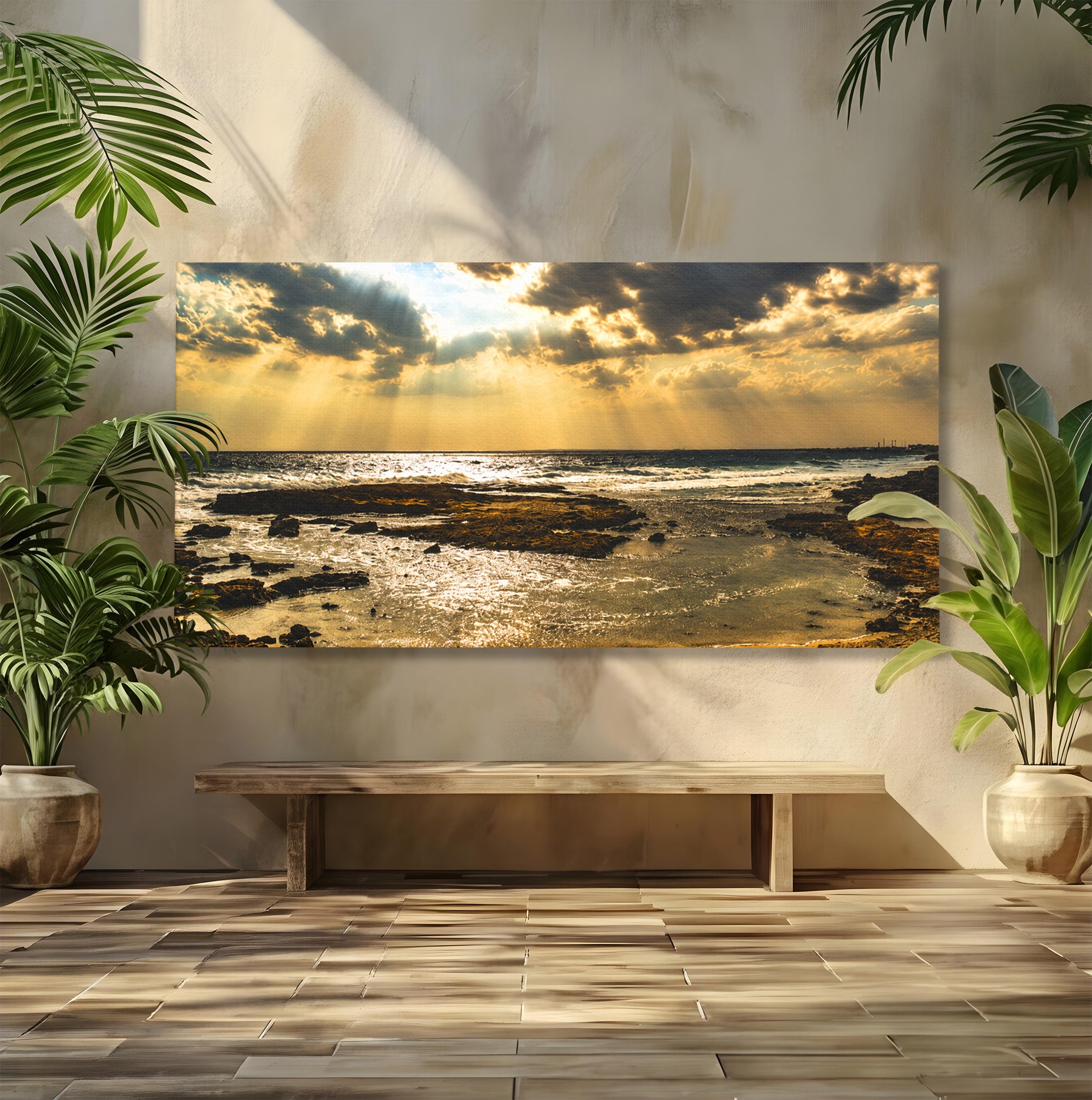 Tablou Canvas Premium LuxCanva® A1759, Apus Pe Tarmul Marii, Apus, Mare, Peisaj, Natura, Living, Culori Vibrante