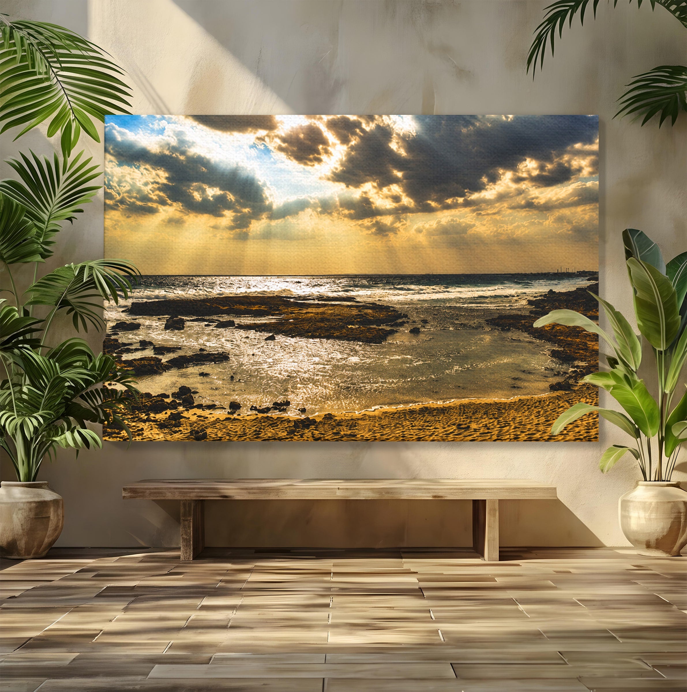 Tablou Canvas Premium LuxCanva® A1759, Apus Pe Tarmul Marii, Apus, Mare, Peisaj, Natura, Living, Culori Vibrante