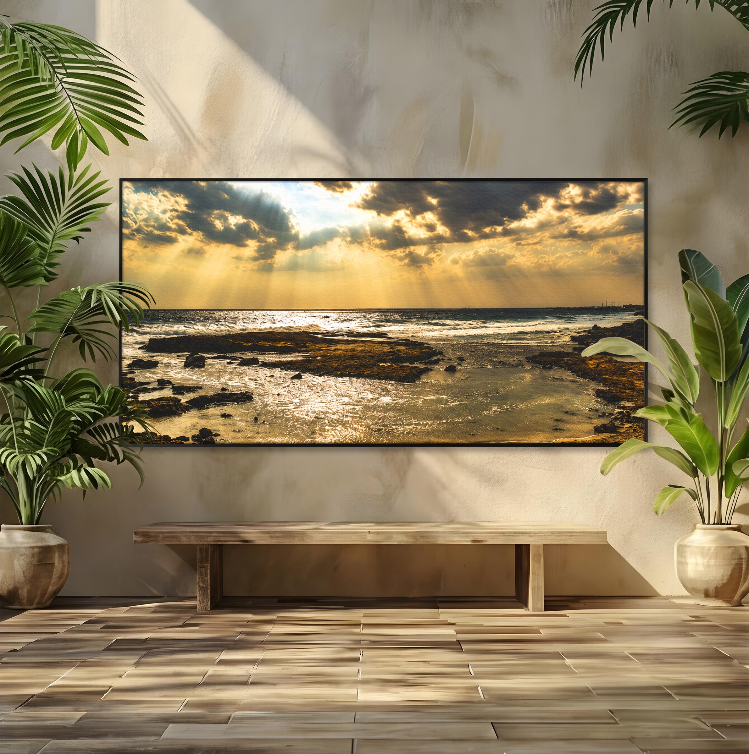 Tablou Canvas Premium LuxCanva® A1759, Apus Pe Tarmul Marii, Apus, Mare, Peisaj, Natura, Living, Culori Vibrante