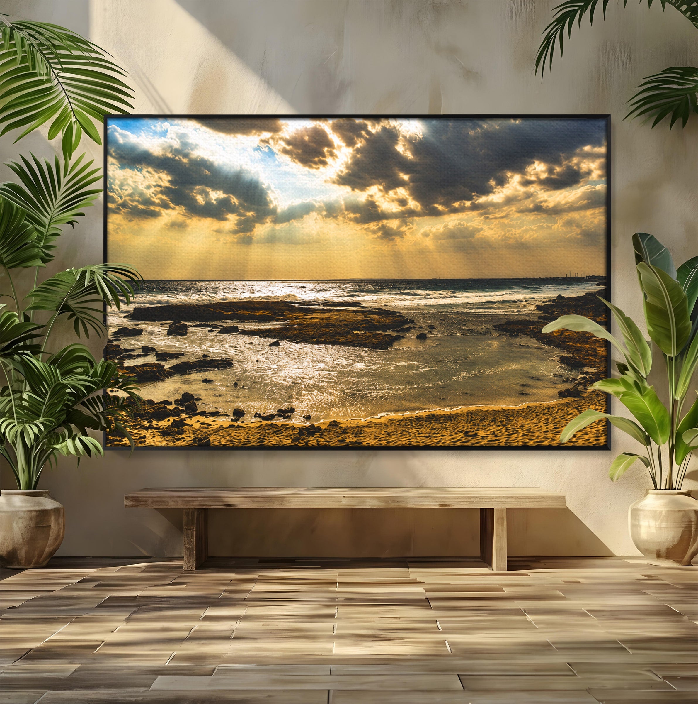 Tablou Canvas Premium LuxCanva® A1759, Apus Pe Tarmul Marii, Apus, Mare, Peisaj, Natura, Living, Culori Vibrante