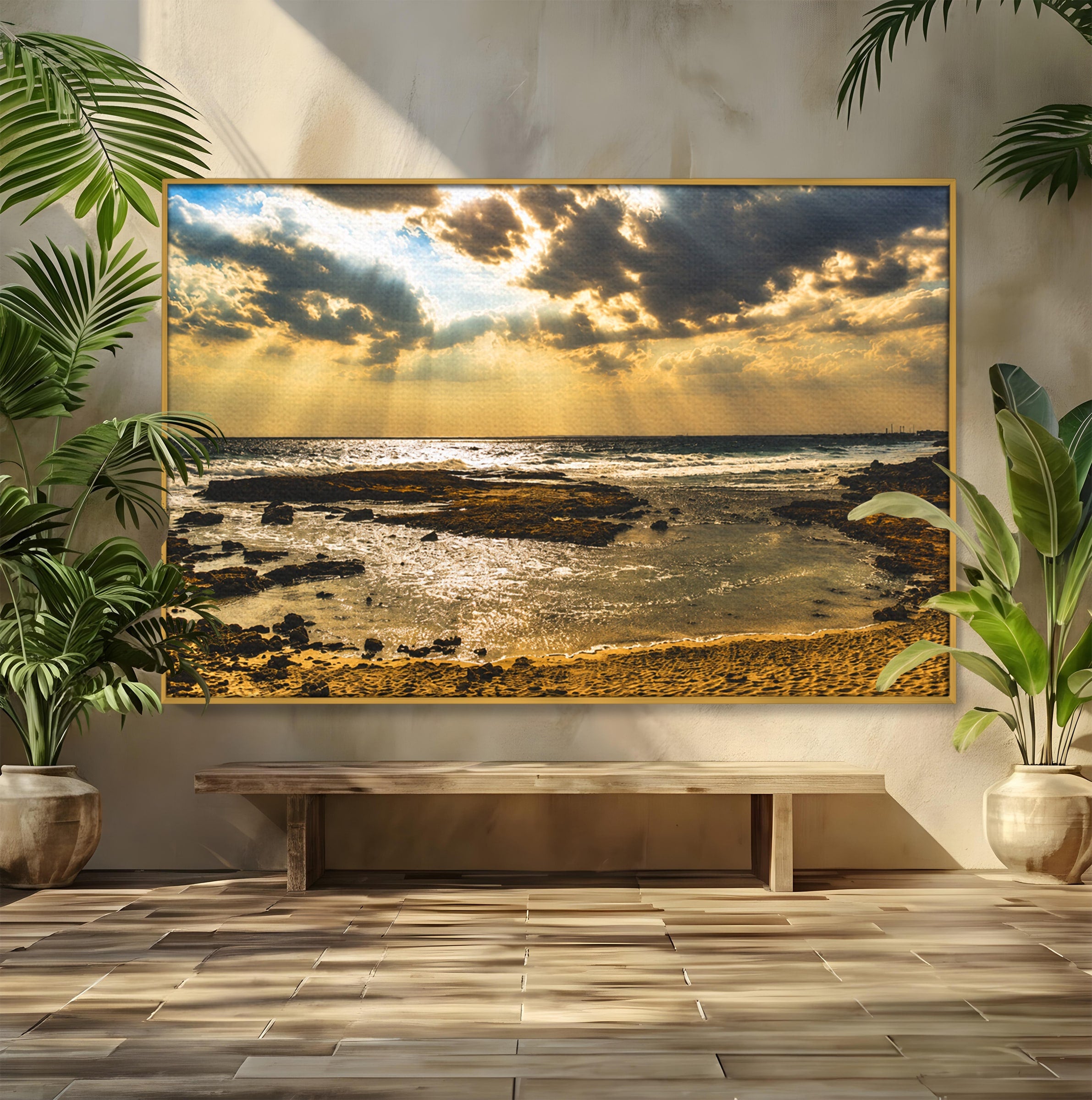 Tablou Canvas Premium LuxCanva® A1759, Apus Pe Tarmul Marii, Apus, Mare, Peisaj, Natura, Living, Culori Vibrante