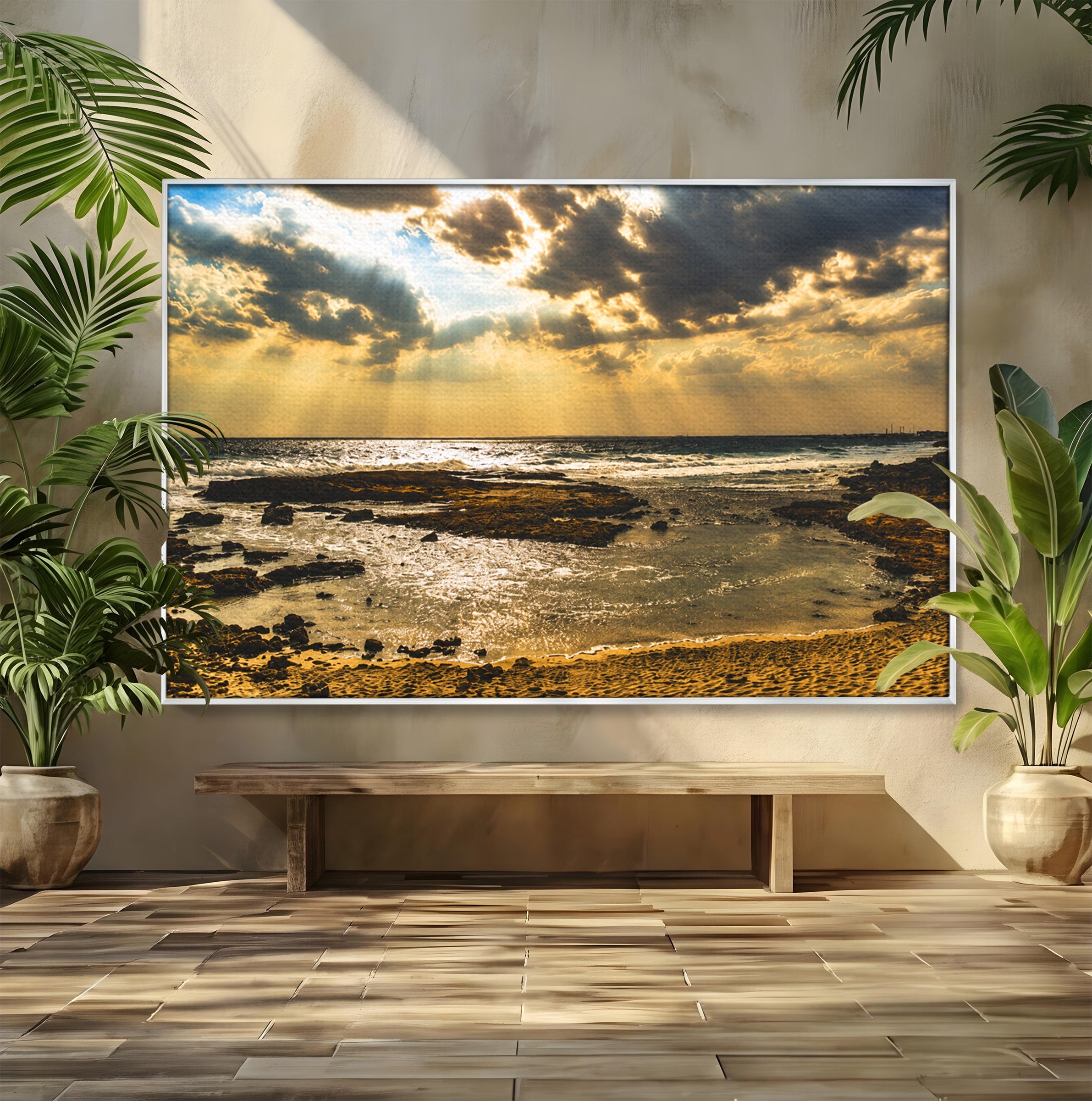Tablou Canvas Premium LuxCanva® A1759, Apus Pe Tarmul Marii, Apus, Mare, Peisaj, Natura, Living, Culori Vibrante