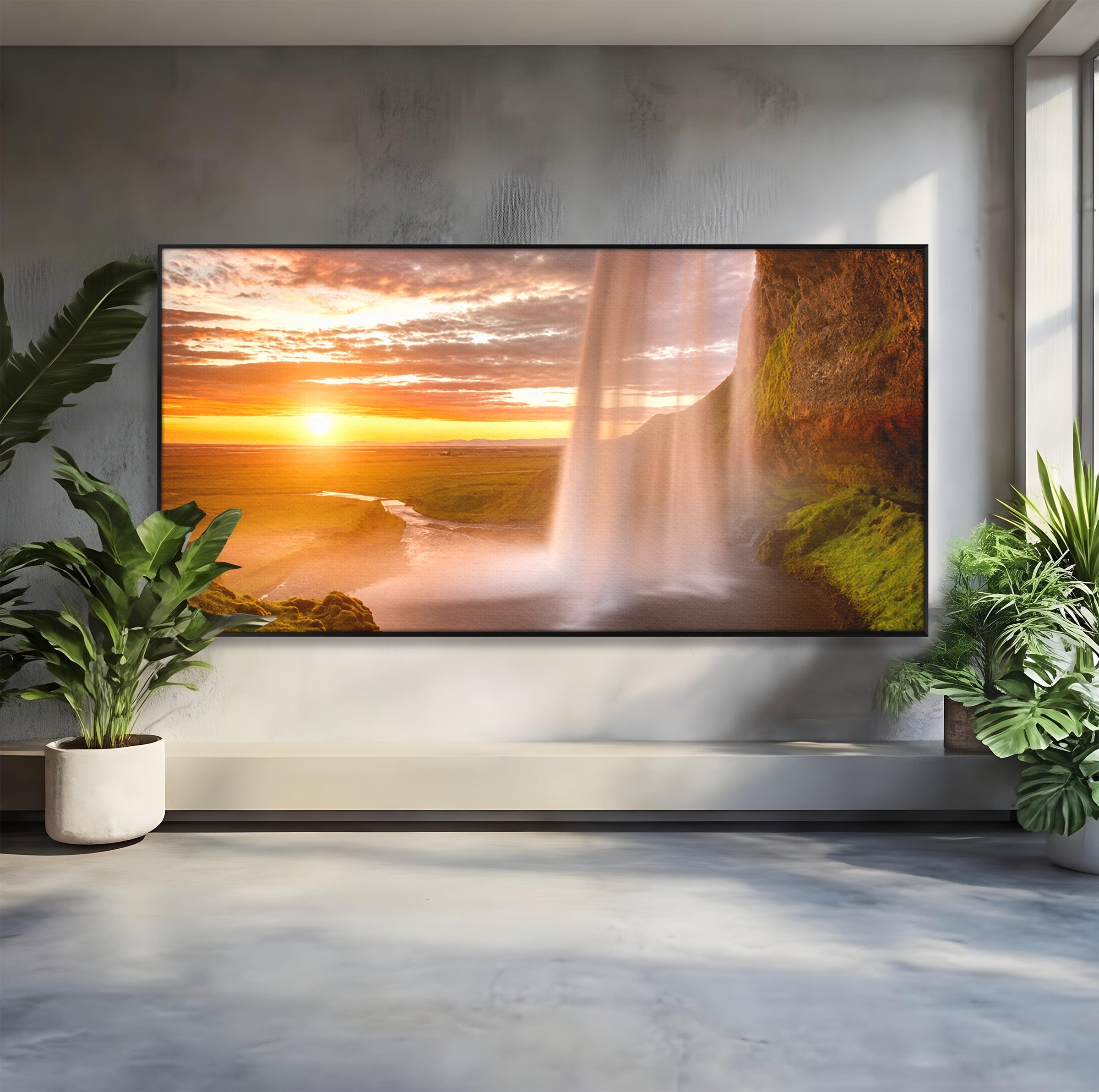 Tablou Canvas Premium LuxCanva® A1761, Cascada La Apus, Cascada, Apus, Peisaj, Natura, Living, Culori Vibrante