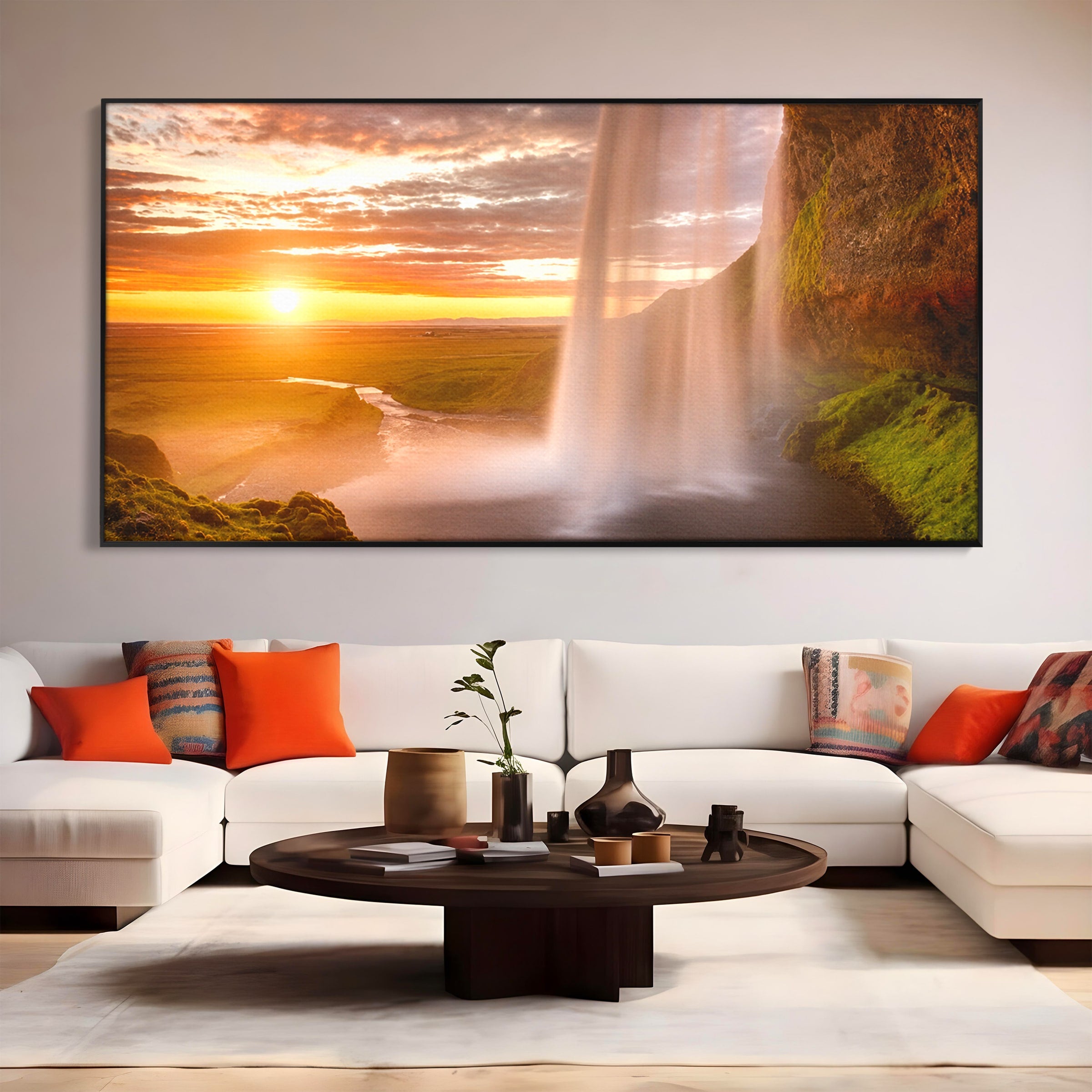 Tablou Canvas Premium LuxCanva® A1761, Cascada La Apus, Cascada, Apus, Peisaj, Natura, Living, Culori Vibrante