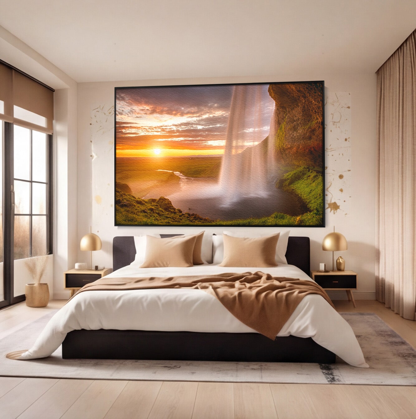 Tablou Canvas Premium LuxCanva® A1761, Cascada La Apus, Cascada, Apus, Peisaj, Natura, Living, Culori Vibrante
