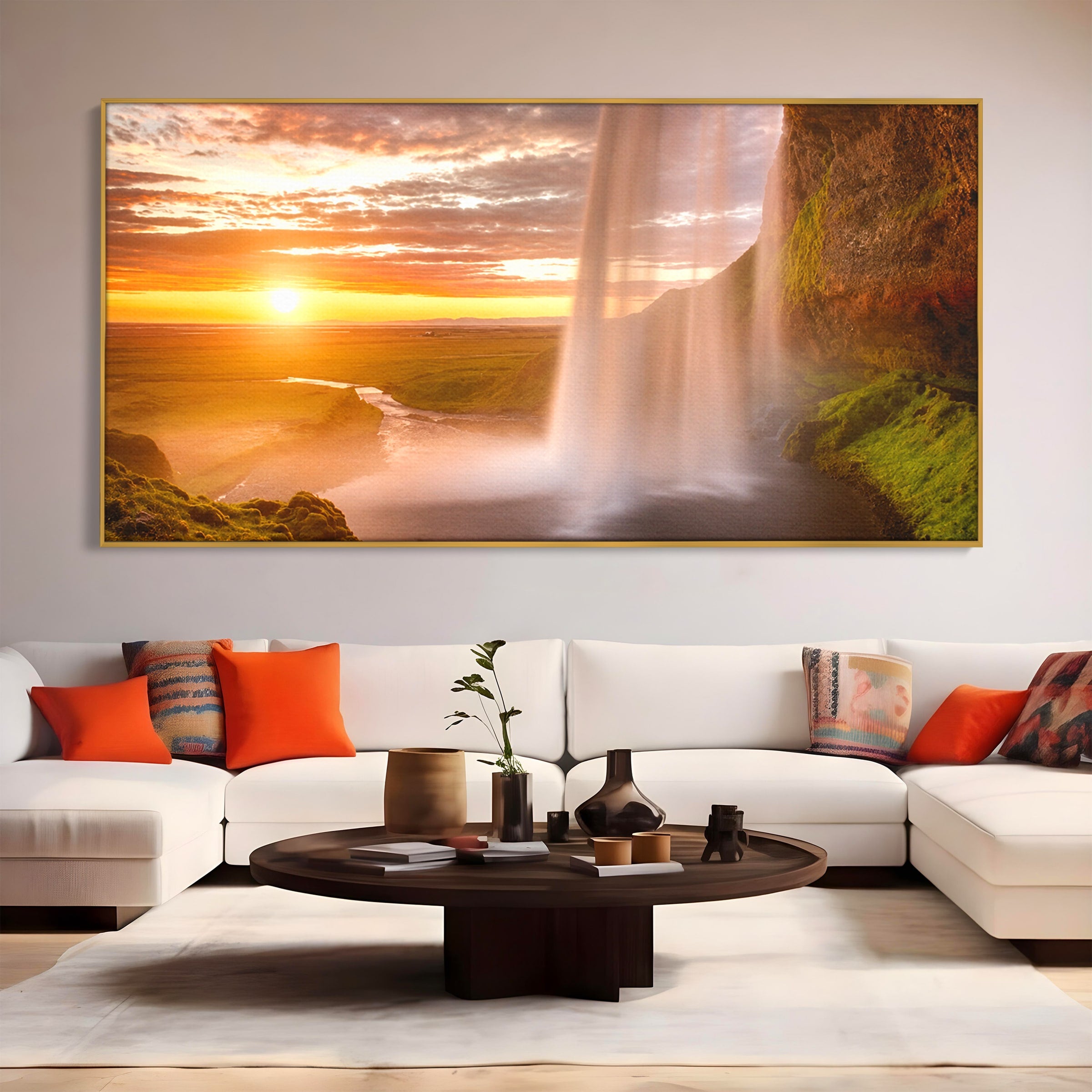 Tablou Canvas Premium LuxCanva® A1761, Cascada La Apus, Cascada, Apus, Peisaj, Natura, Living, Culori Vibrante