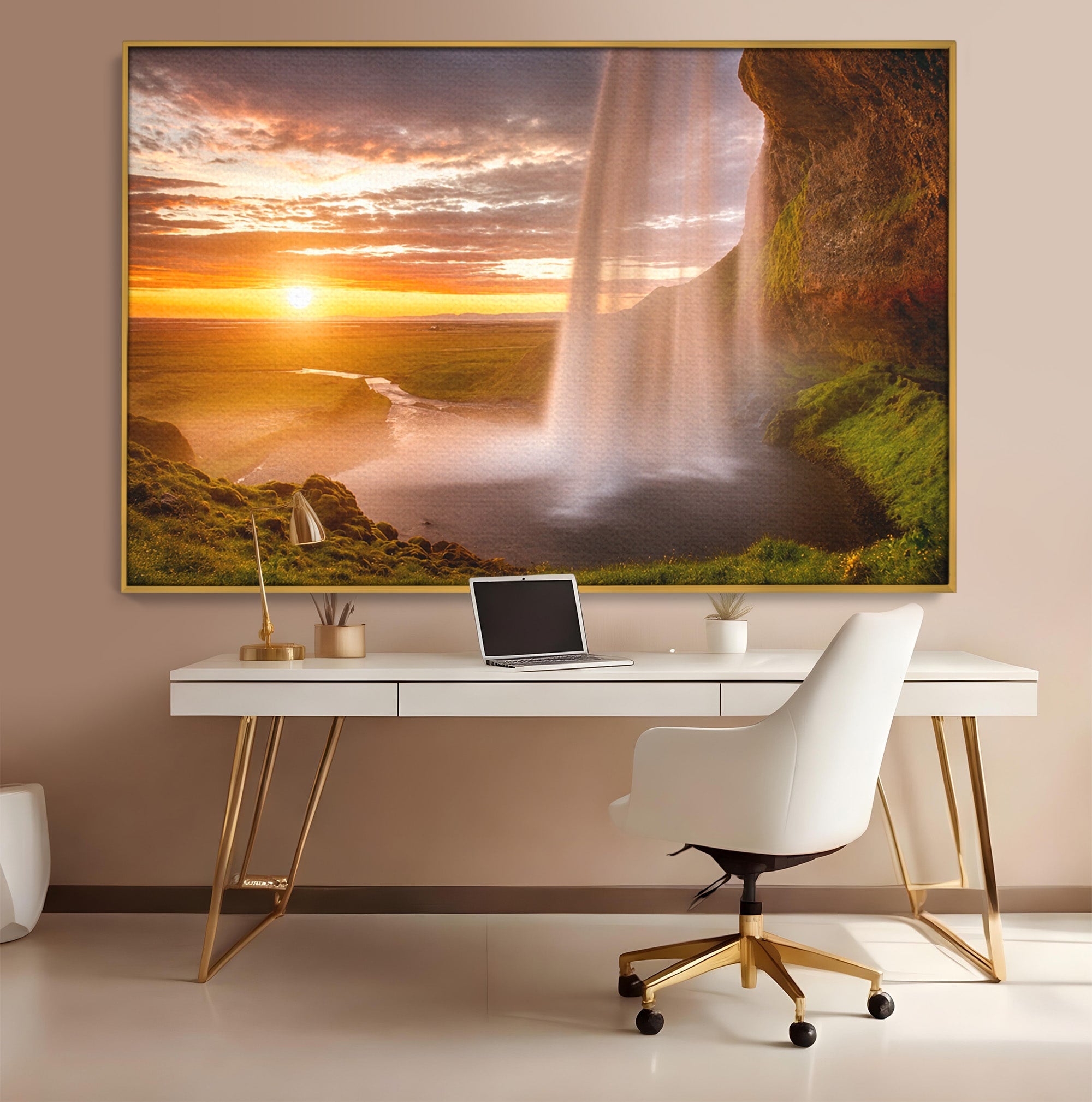 Tablou Canvas Premium LuxCanva® A1761, Cascada La Apus, Cascada, Apus, Peisaj, Natura, Living, Culori Vibrante