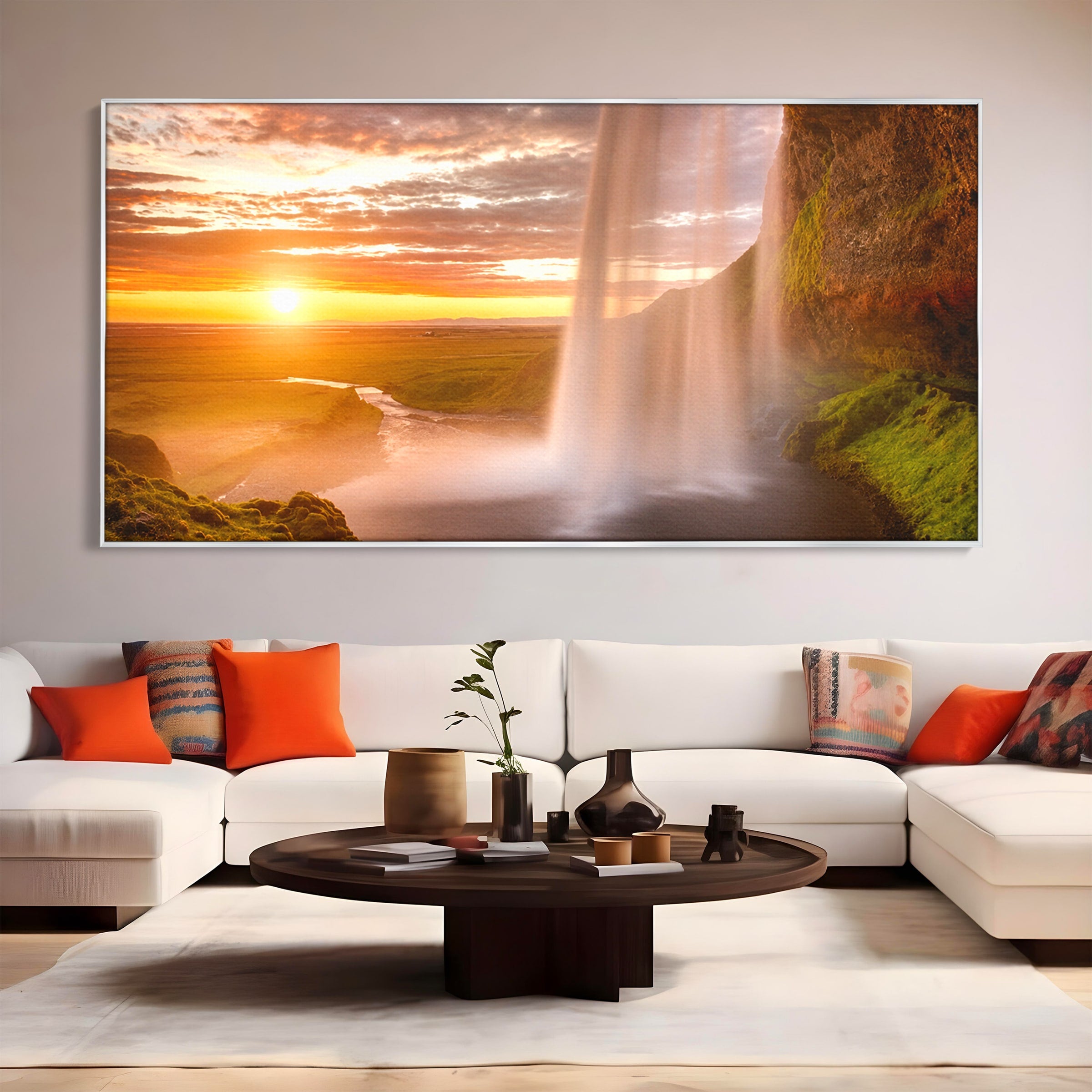 Tablou Canvas Premium LuxCanva® A1761, Cascada La Apus, Cascada, Apus, Peisaj, Natura, Living, Culori Vibrante