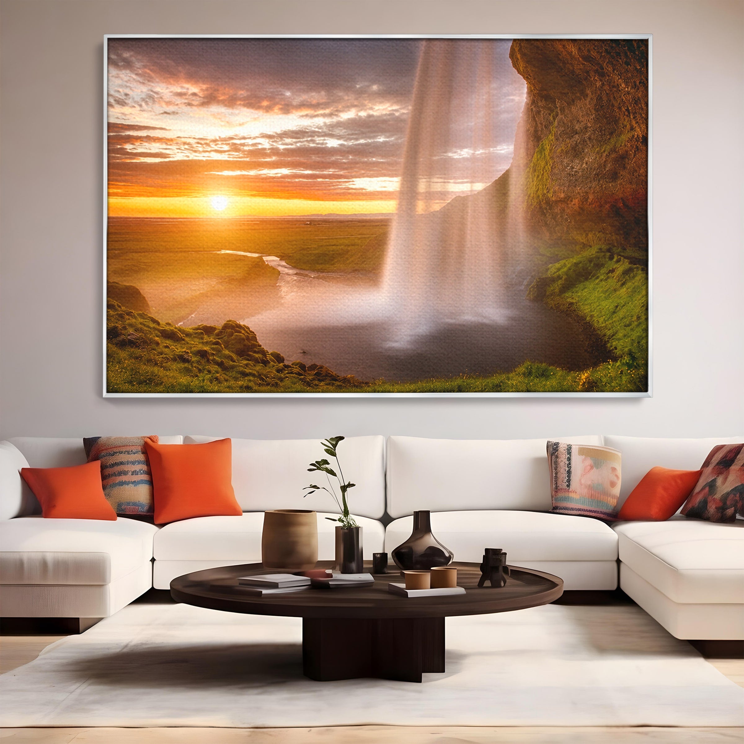 Tablou Canvas Premium LuxCanva® A1761, Cascada La Apus, Cascada, Apus, Peisaj, Natura, Living, Culori Vibrante
