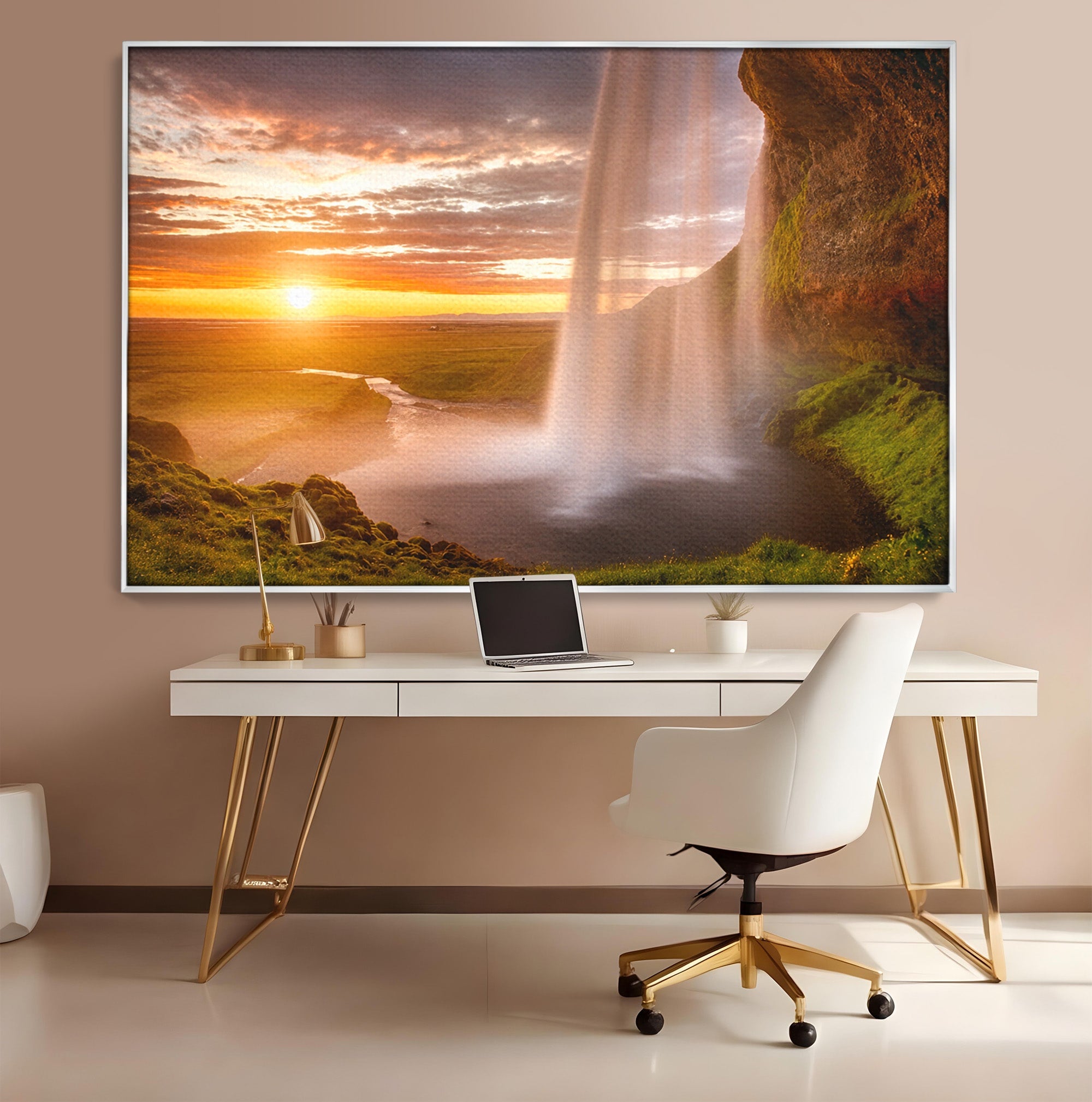 Tablou Canvas Premium LuxCanva® A1761, Cascada La Apus, Cascada, Apus, Peisaj, Natura, Living, Culori Vibrante