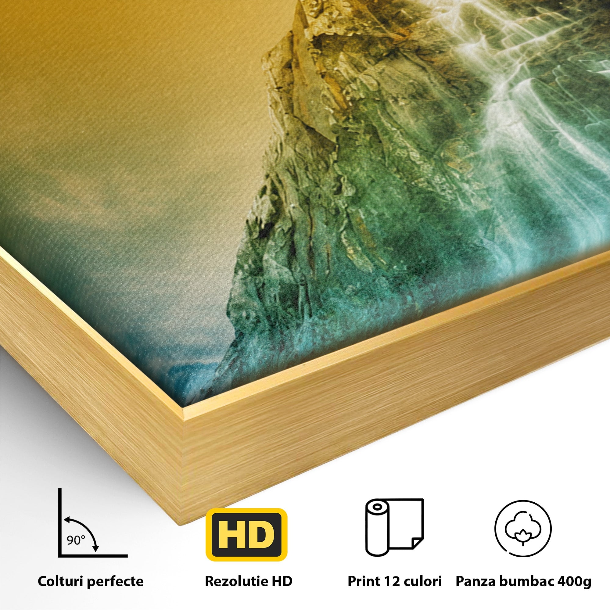 Tablou Canvas Premium LuxCanva® A1762, Copac Singuratic Pe Stanca, Peisaj, Copac, Stanca, Apus, Living, Natura, Culori Vibrante