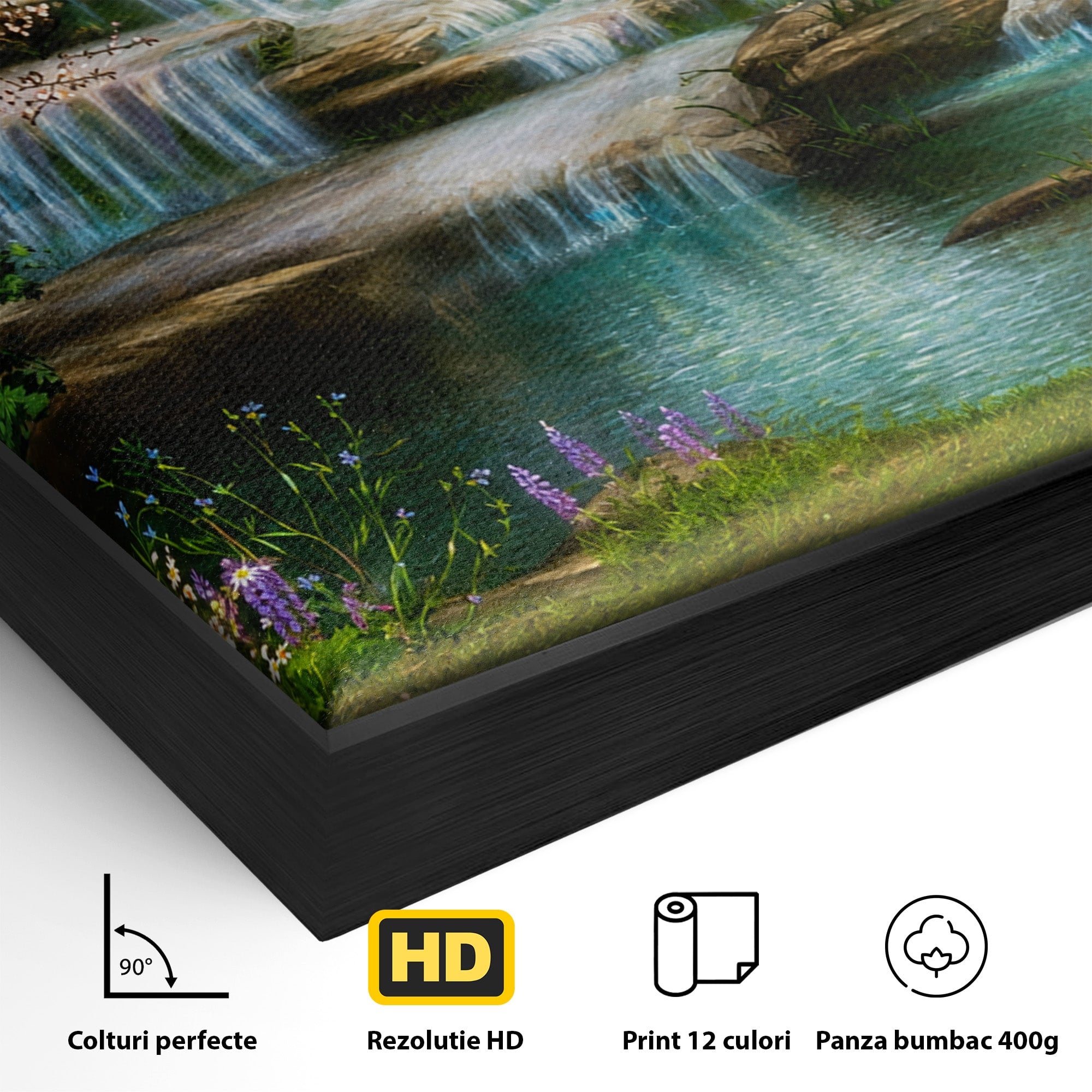 Tablou Canvas Premium LuxCanva® A1764, Cascade De Primavara, Cascade, Primavara, Natura, Gradina, Living, Culori Vibrante