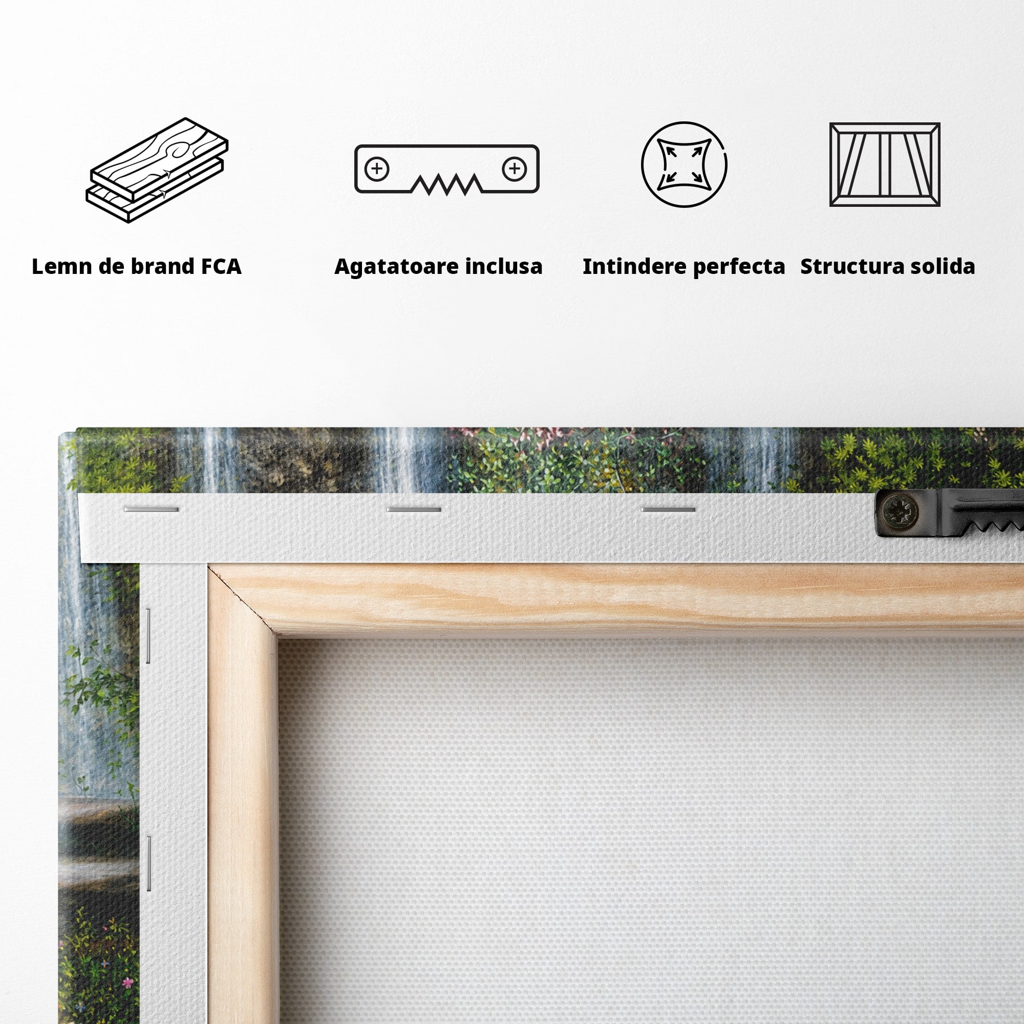 Tablou Canvas Premium LuxCanva® A1764, Cascade De Primavara, Cascade, Primavara, Natura, Gradina, Living, Culori Vibrante