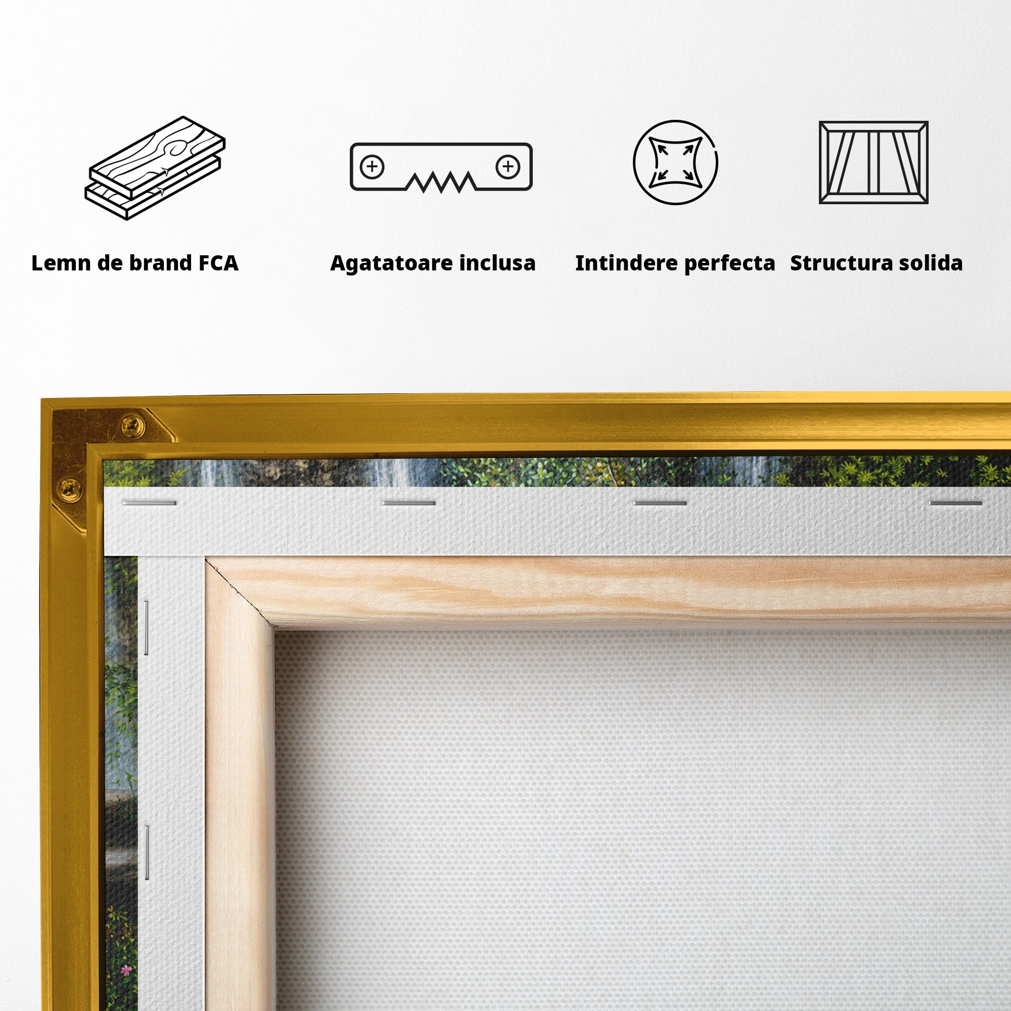 Tablou Canvas Premium LuxCanva® A1764, Cascade De Primavara, Cascade, Primavara, Natura, Gradina, Living, Culori Vibrante