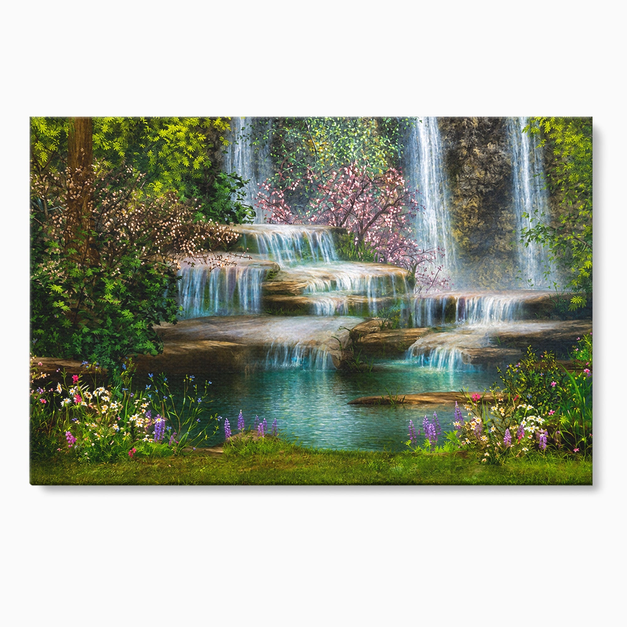 Tablou Canvas Premium LuxCanva® A1764, Cascade De Primavara, Cascade, Primavara, Natura, Gradina, Living, Culori Vibrante