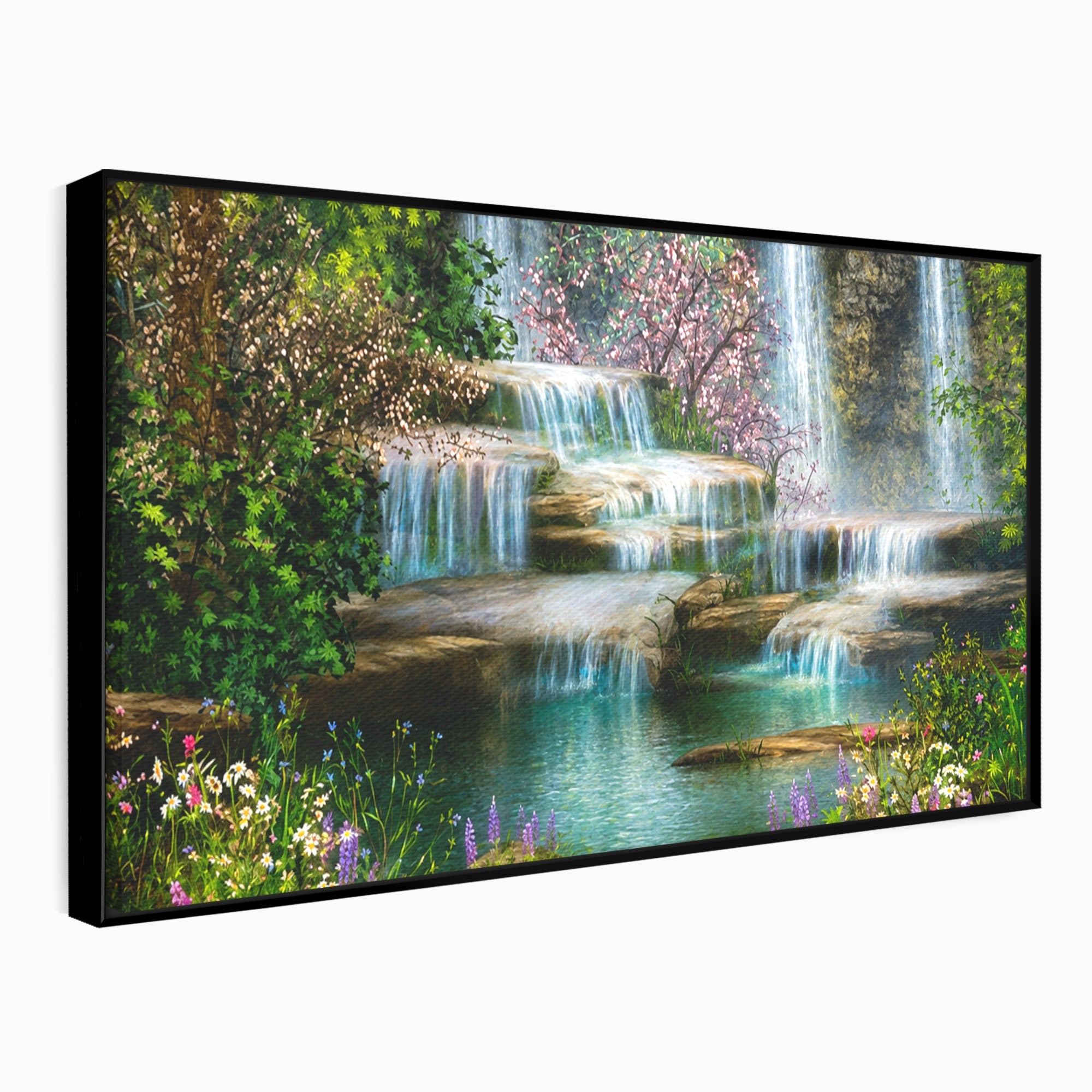 Tablou Canvas Premium LuxCanva® A1764, Cascade De Primavara, Cascade, Primavara, Natura, Gradina, Living, Culori Vibrante