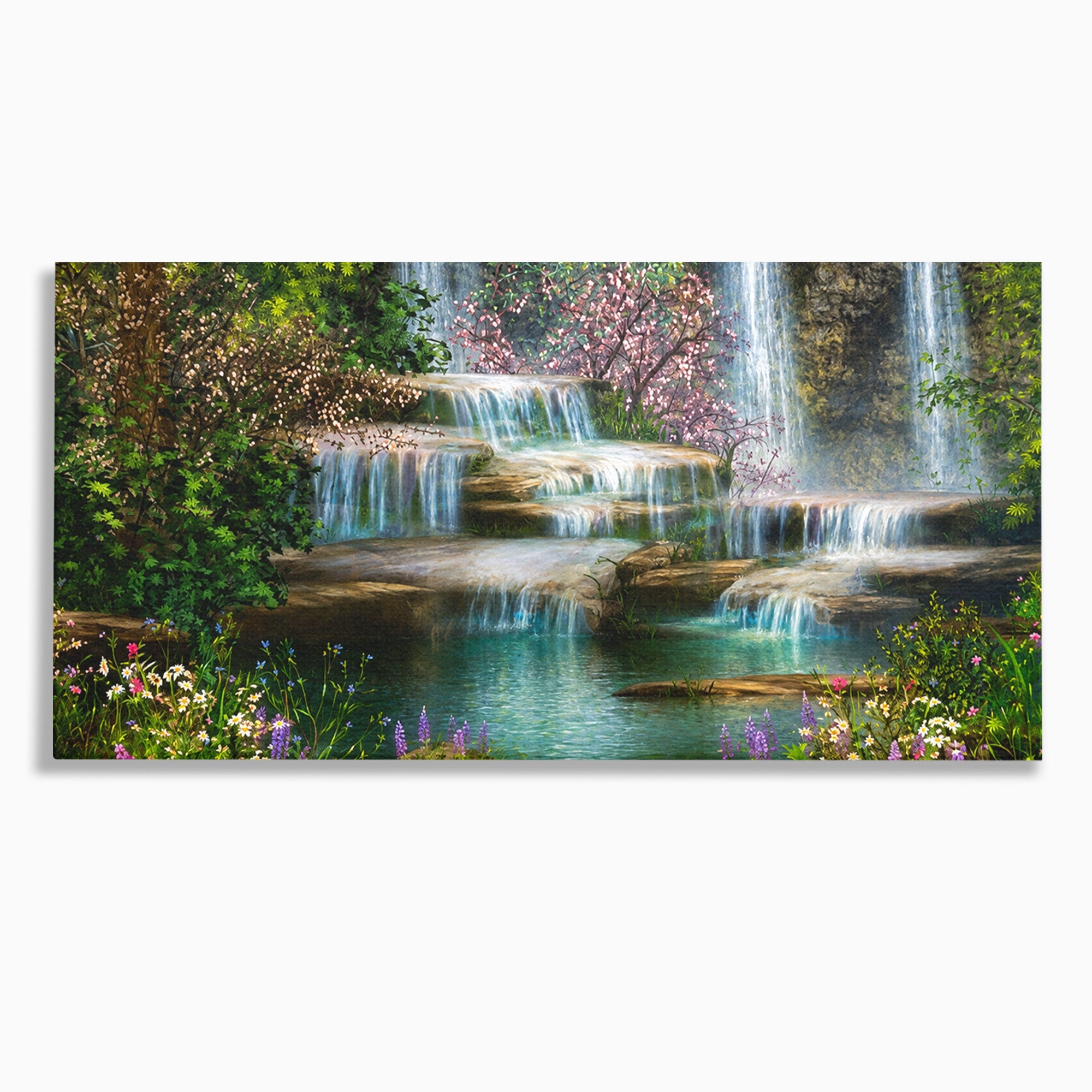 Tablou Canvas Premium LuxCanva® A1764, Cascade De Primavara, Cascade, Primavara, Natura, Gradina, Living, Culori Vibrante