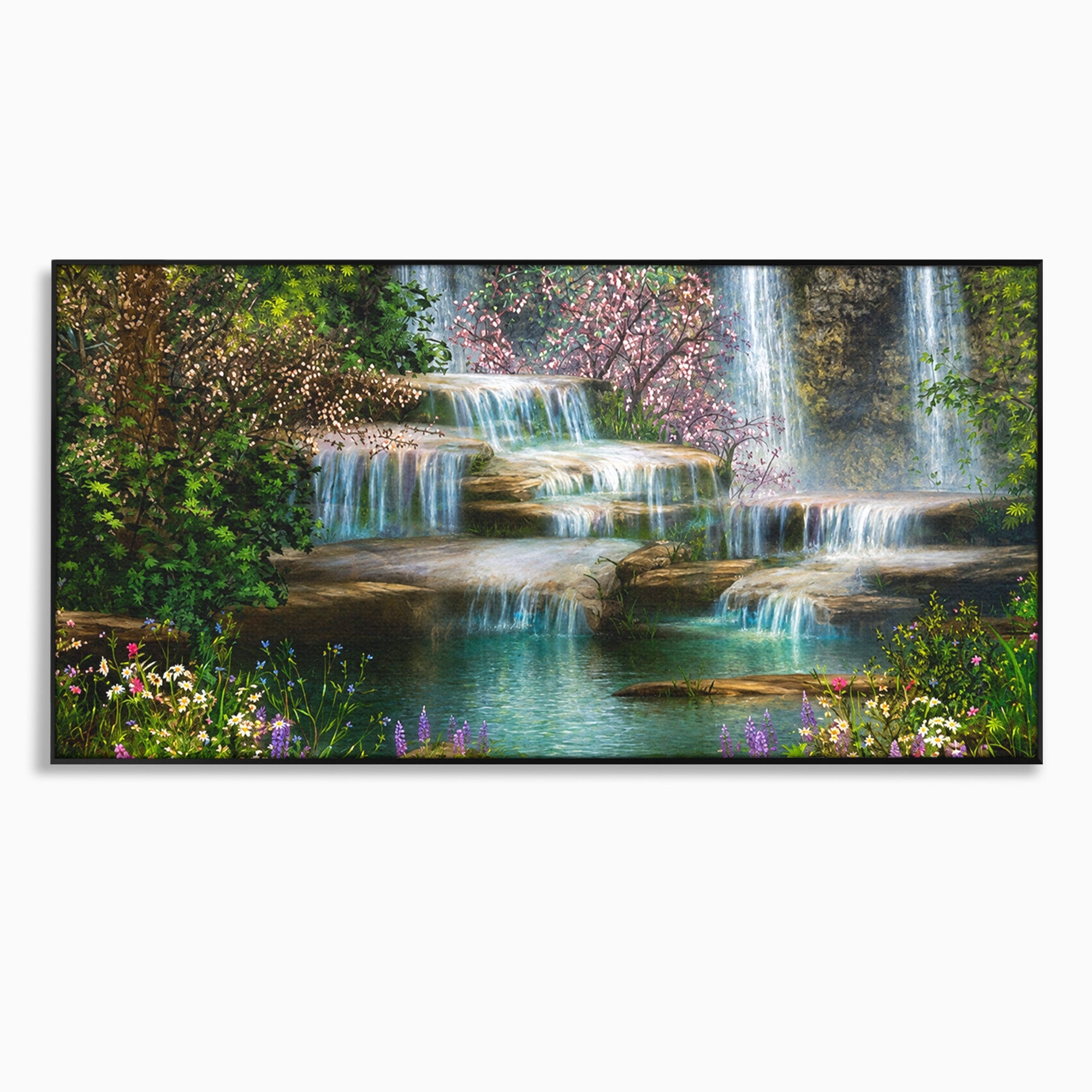Tablou Canvas Premium LuxCanva® A1764, Cascade De Primavara, Cascade, Primavara, Natura, Gradina, Living, Culori Vibrante