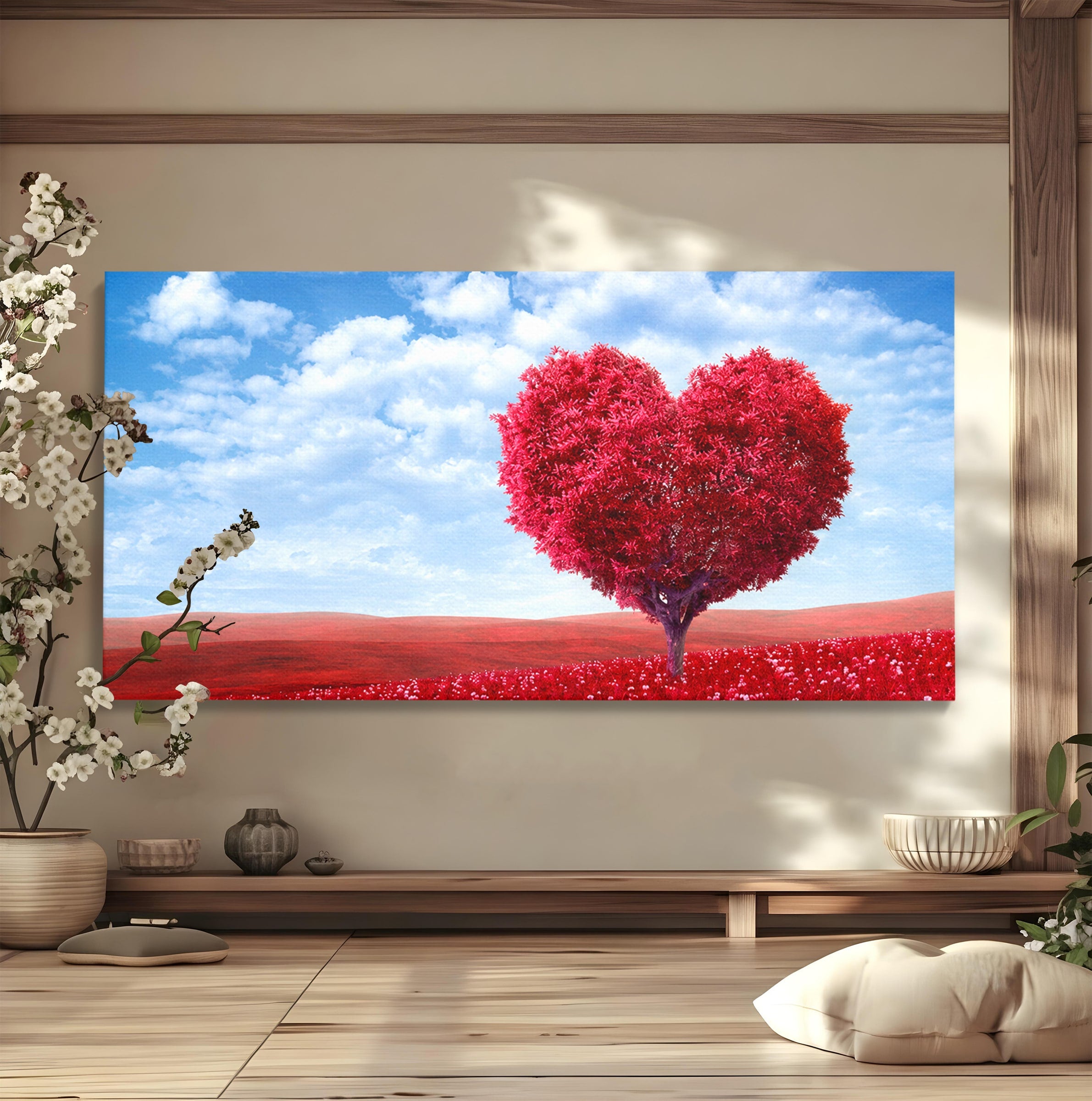 Tablou Canvas Premium LuxCanva® A1765, Copacul Iubirii, Copac, Inima, Natura, Peisaj, Living, Culori Vibrante