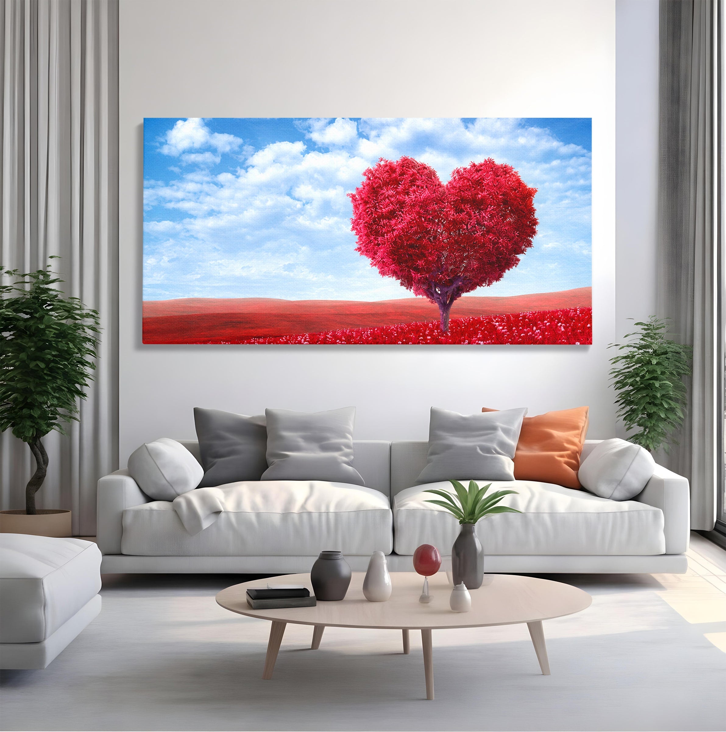 Tablou Canvas Premium LuxCanva® A1765, Copacul Iubirii, Copac, Inima, Natura, Peisaj, Living, Culori Vibrante