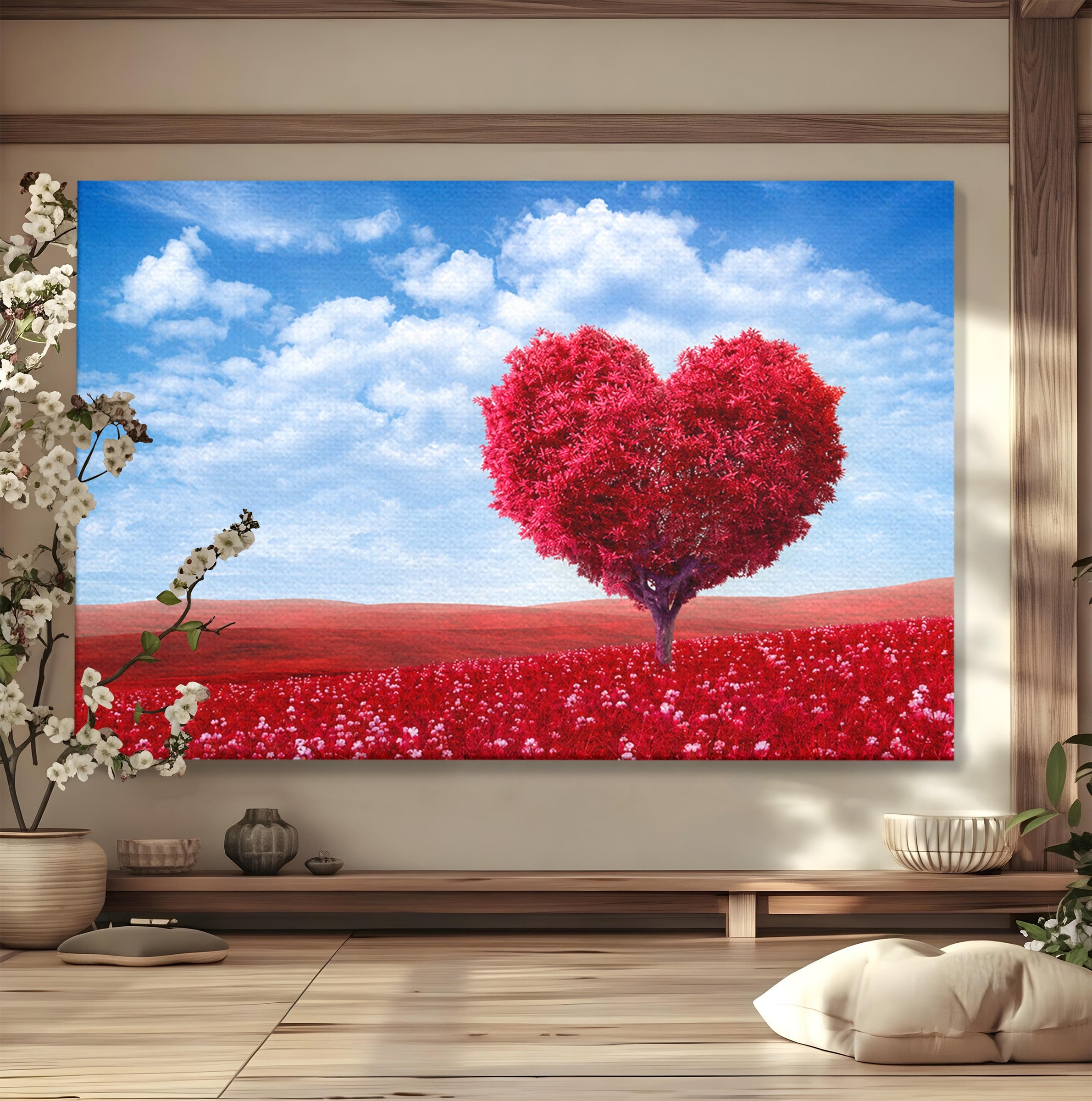 Tablou Canvas Premium LuxCanva® A1765, Copacul Iubirii, Copac, Inima, Natura, Peisaj, Living, Culori Vibrante