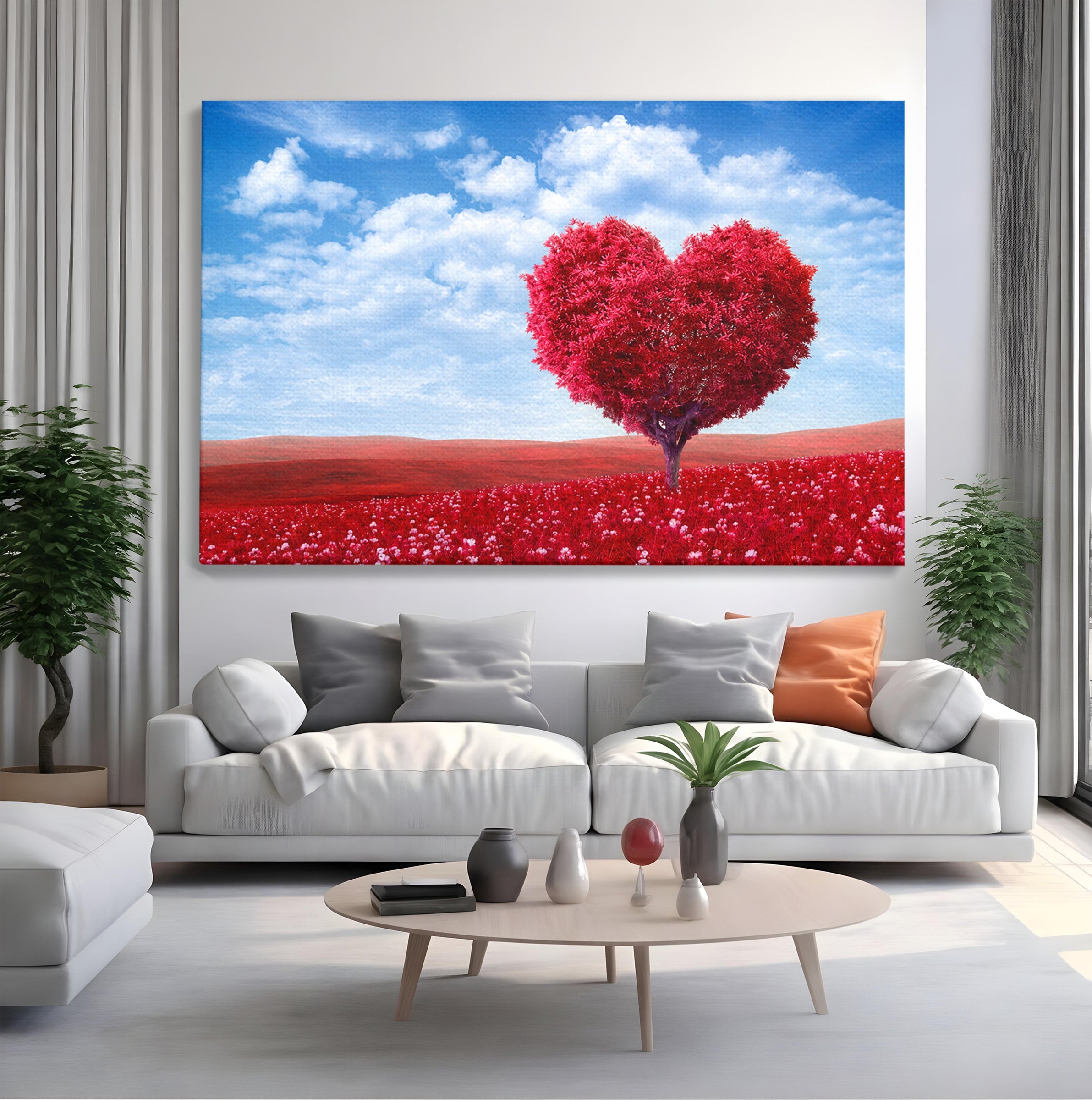 Tablou Canvas Premium LuxCanva® A1765, Copacul Iubirii, Copac, Inima, Natura, Peisaj, Living, Culori Vibrante