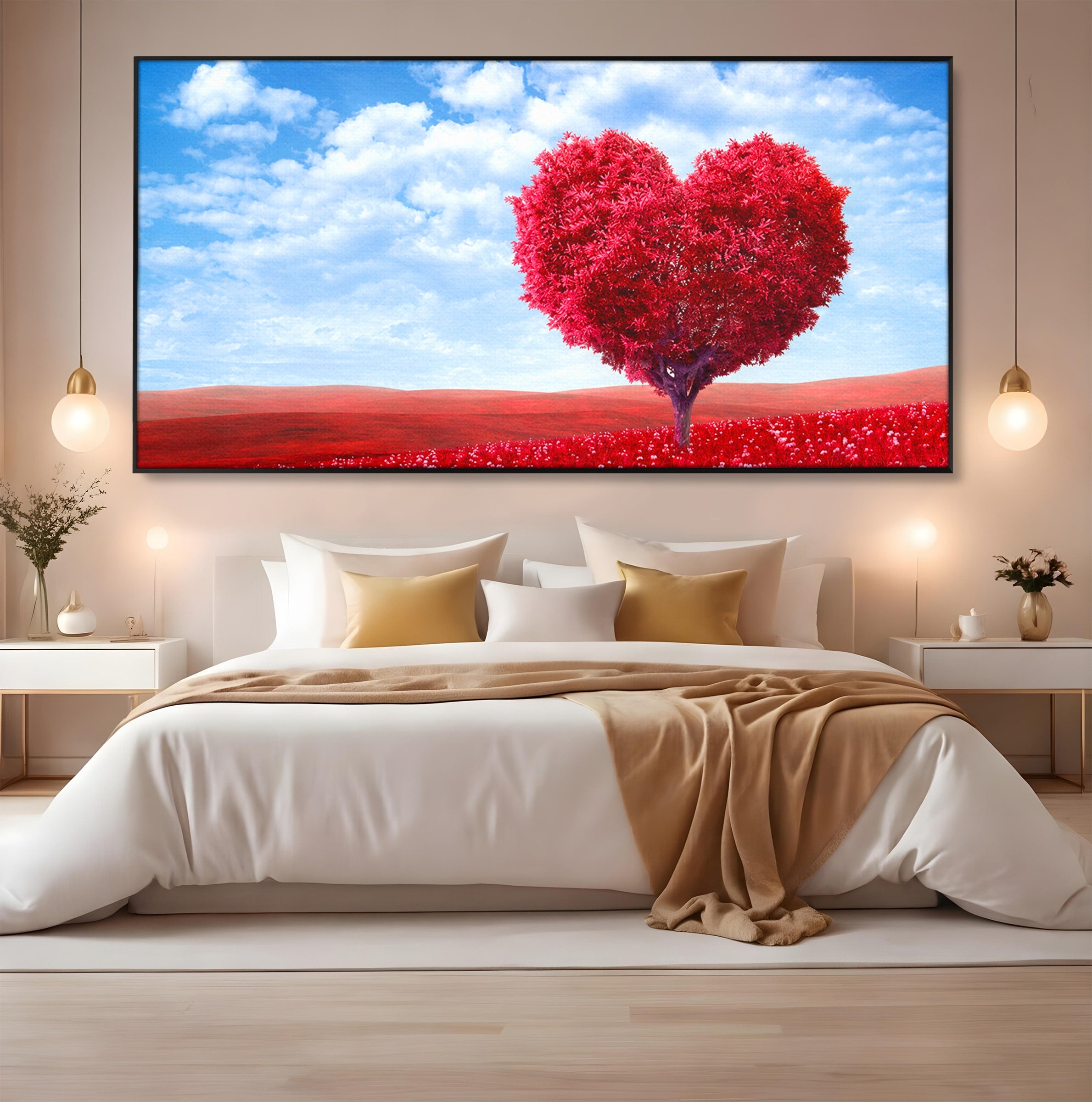 Tablou Canvas Premium LuxCanva® A1765, Copacul Iubirii, Copac, Inima, Natura, Peisaj, Living, Culori Vibrante