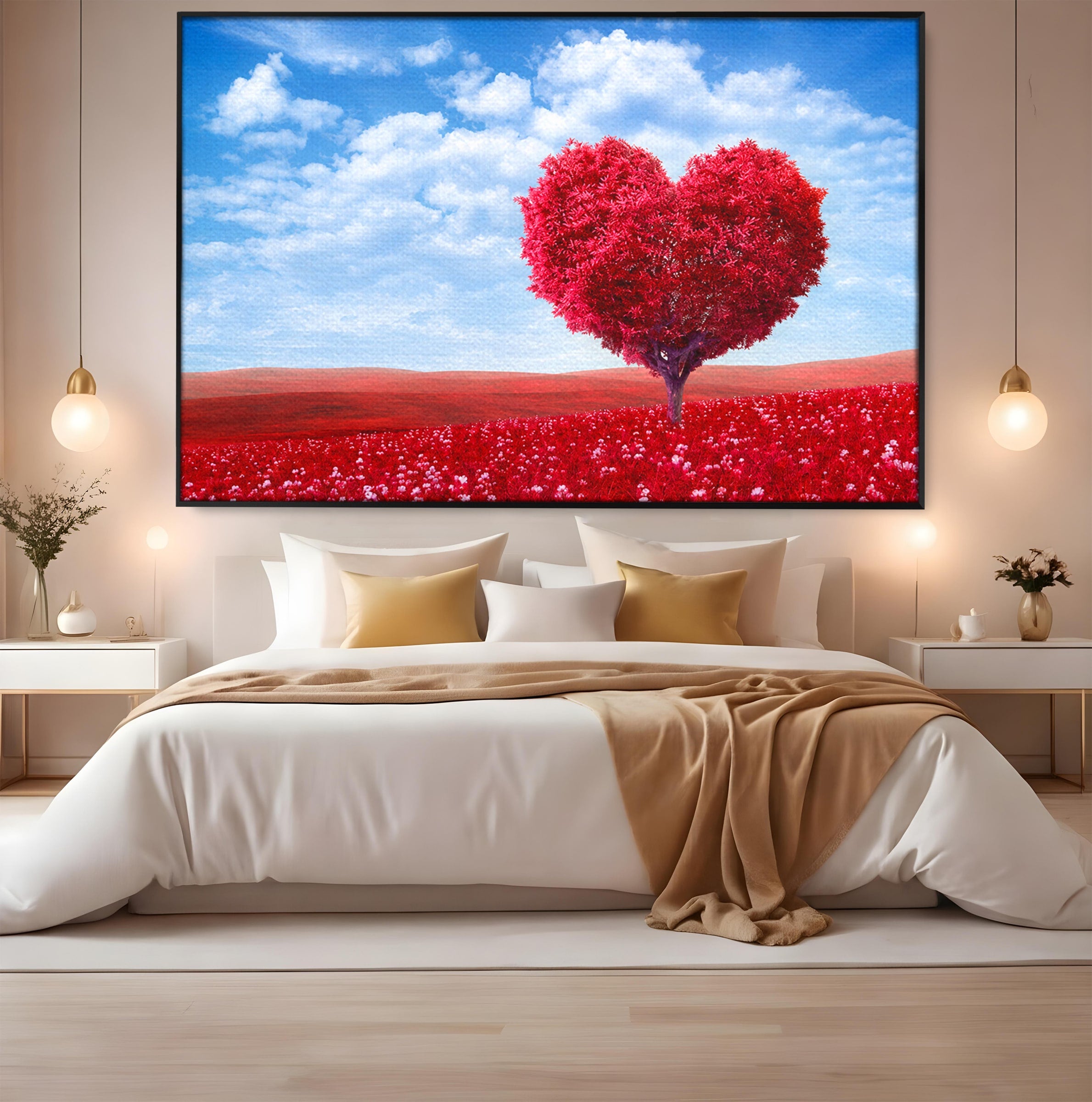 Tablou Canvas Premium LuxCanva® A1765, Copacul Iubirii, Copac, Inima, Natura, Peisaj, Living, Culori Vibrante