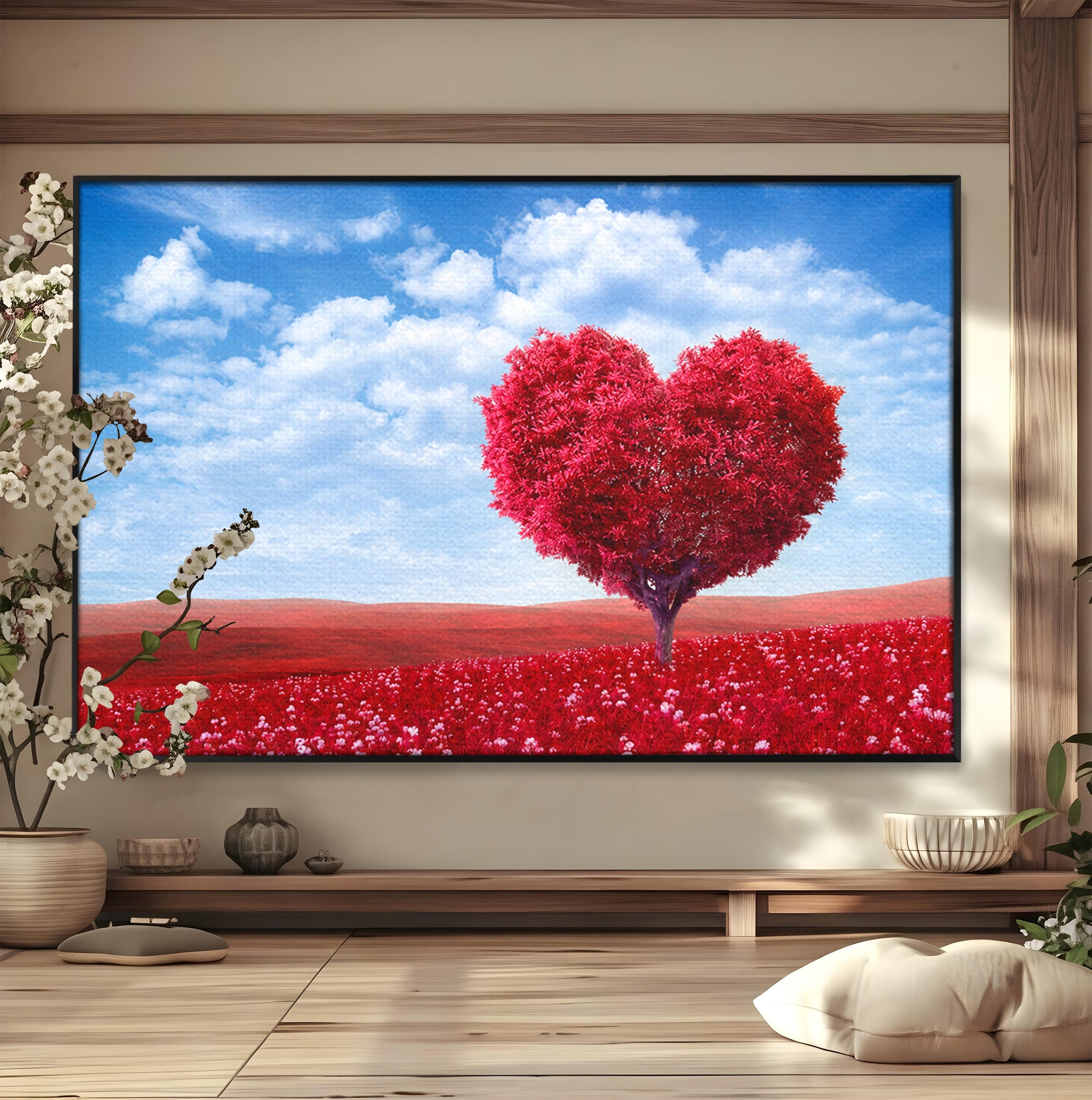 Tablou Canvas Premium LuxCanva® A1765, Copacul Iubirii, Copac, Inima, Natura, Peisaj, Living, Culori Vibrante