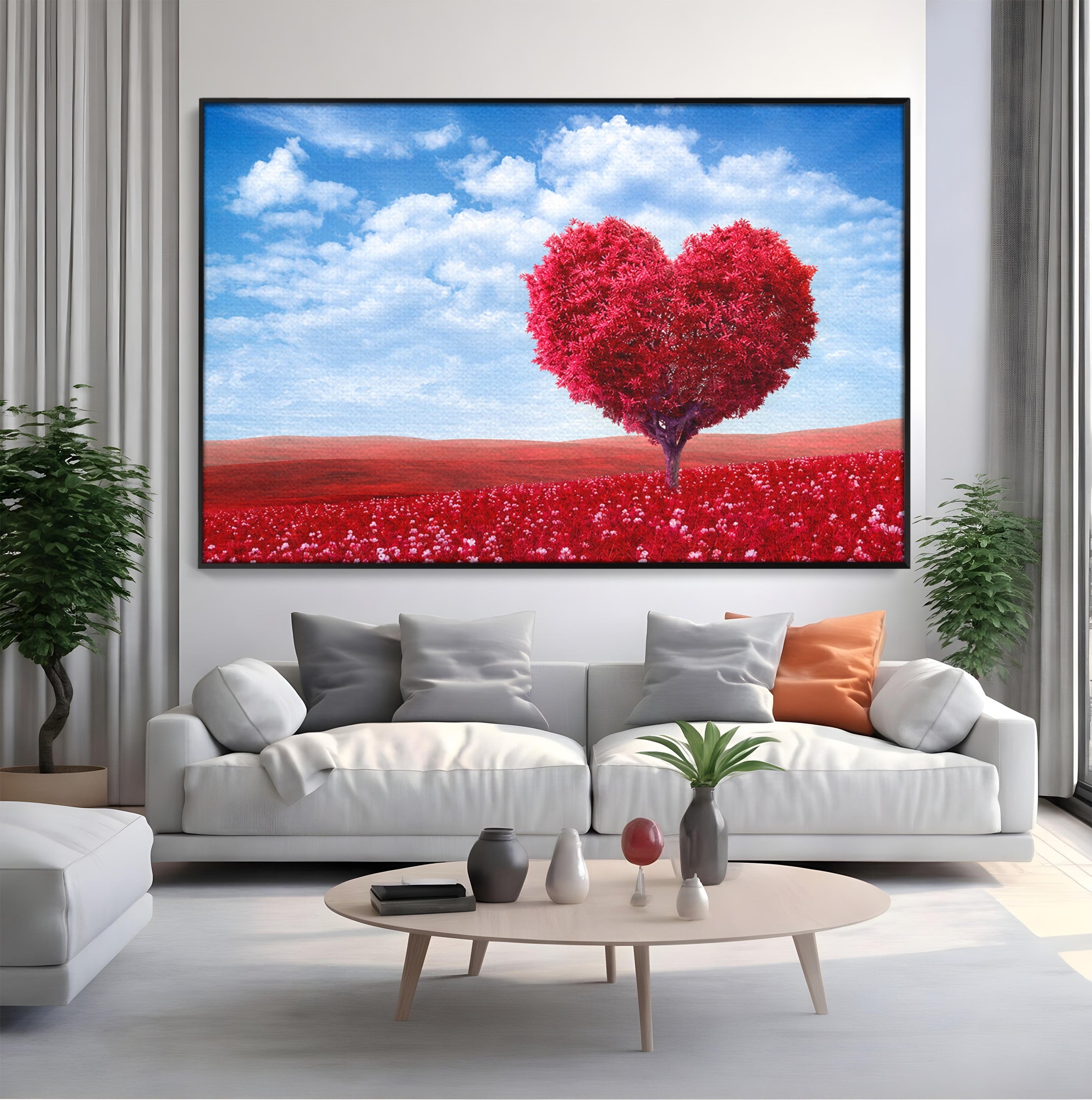 Tablou Canvas Premium LuxCanva® A1765, Copacul Iubirii, Copac, Inima, Natura, Peisaj, Living, Culori Vibrante